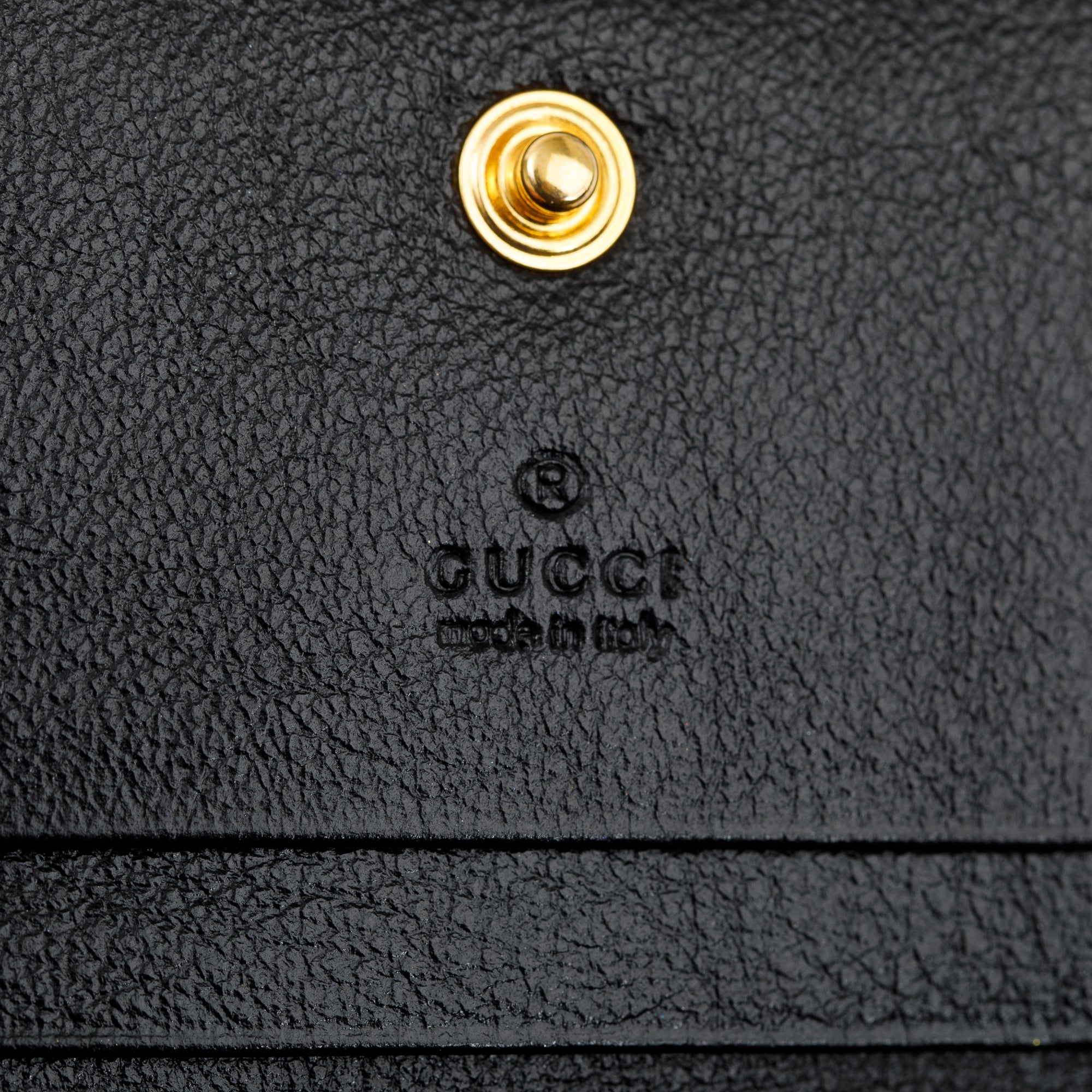 Gucci Black Calfskin Leather Web Rajah Chain Card Case Wallet