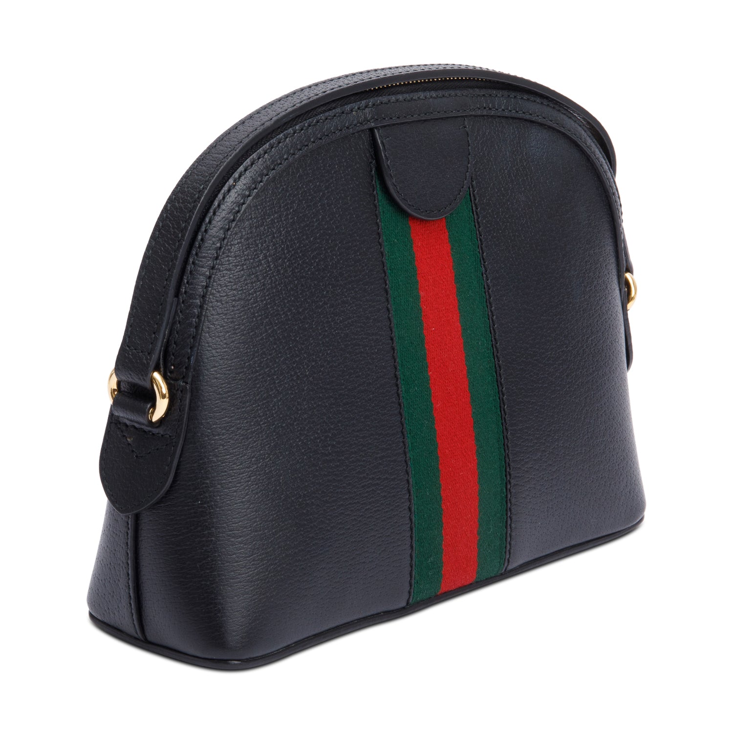 Gucci Black Calfskin Leather Web Small Ophidia Dome Crossbody Bag w/ Box