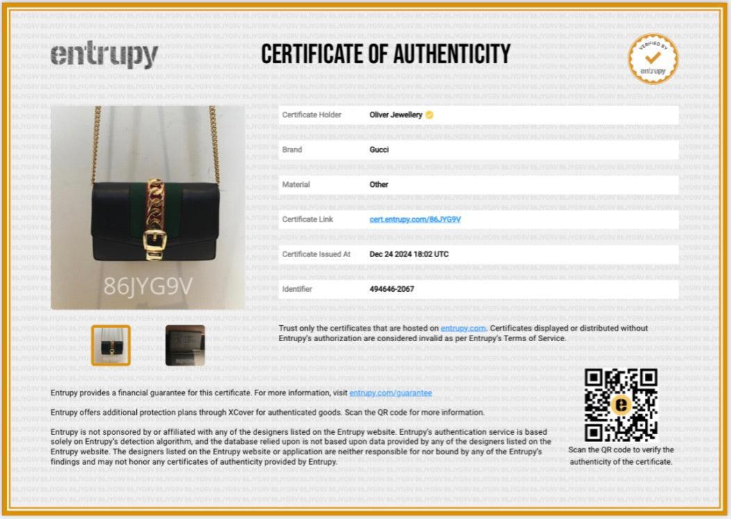 Gucci Black Calfskin Leather Web Super Mini Sylvie Chain Shoulder Bag