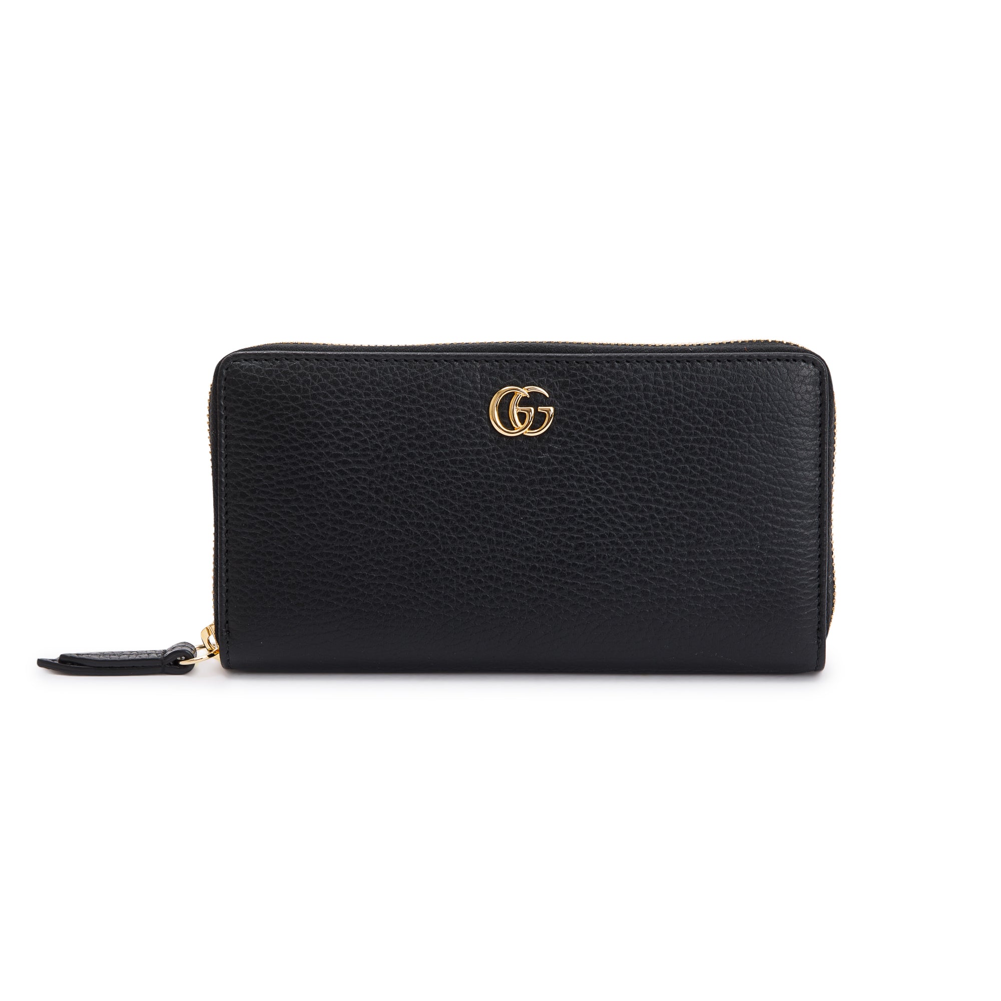 Gucci Black Calfskin Leather Zip-Around Wallet w/ Box