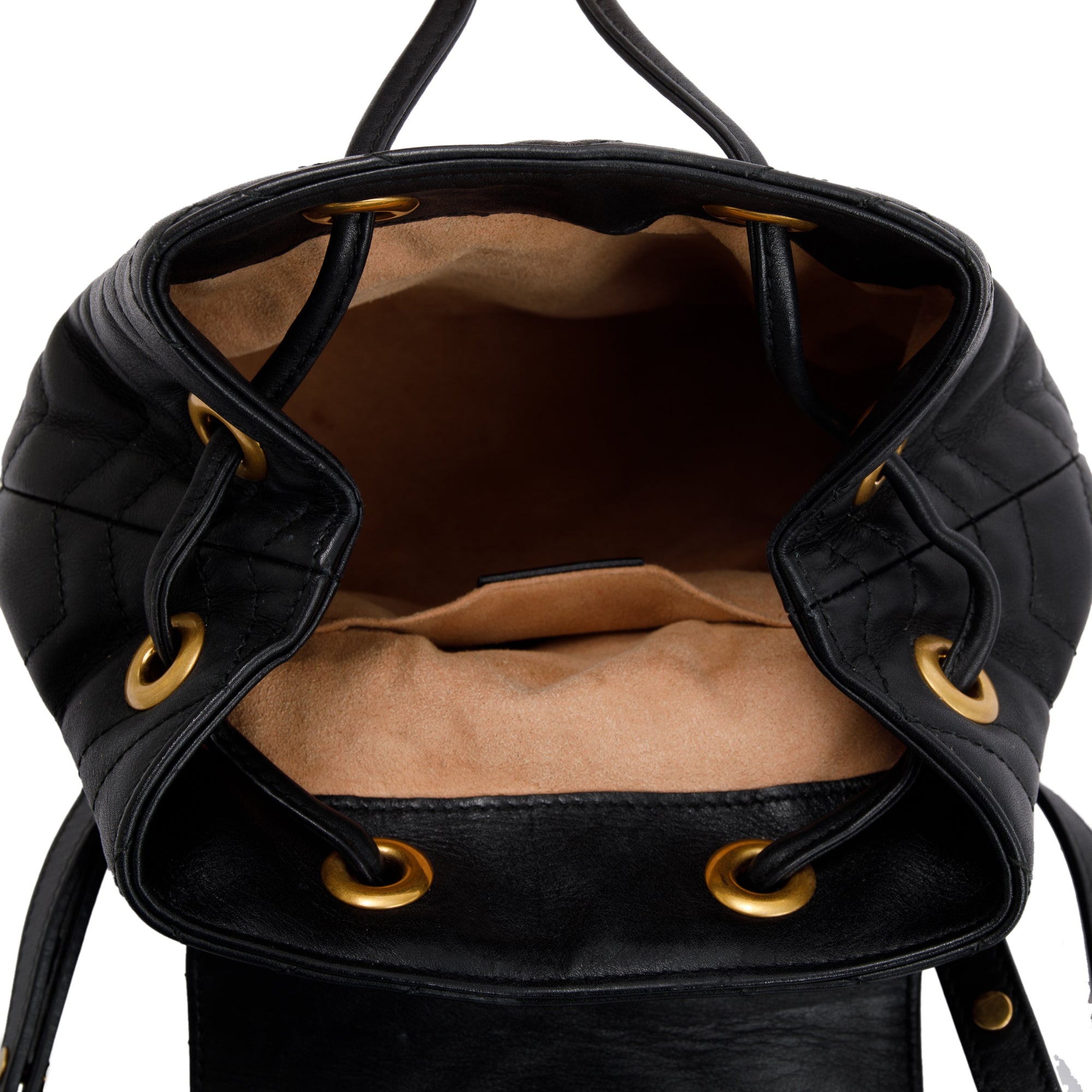 Gucci Black Calfskin Matelasse GG Marmont Flap Backpack