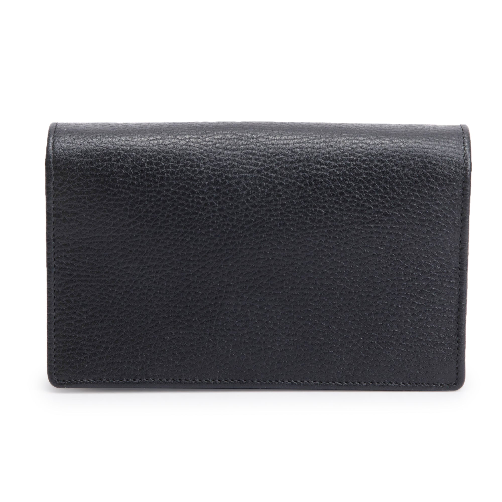 Gucci Black Calfskin Mini GG Marmont Wallet On Chain w/ Box