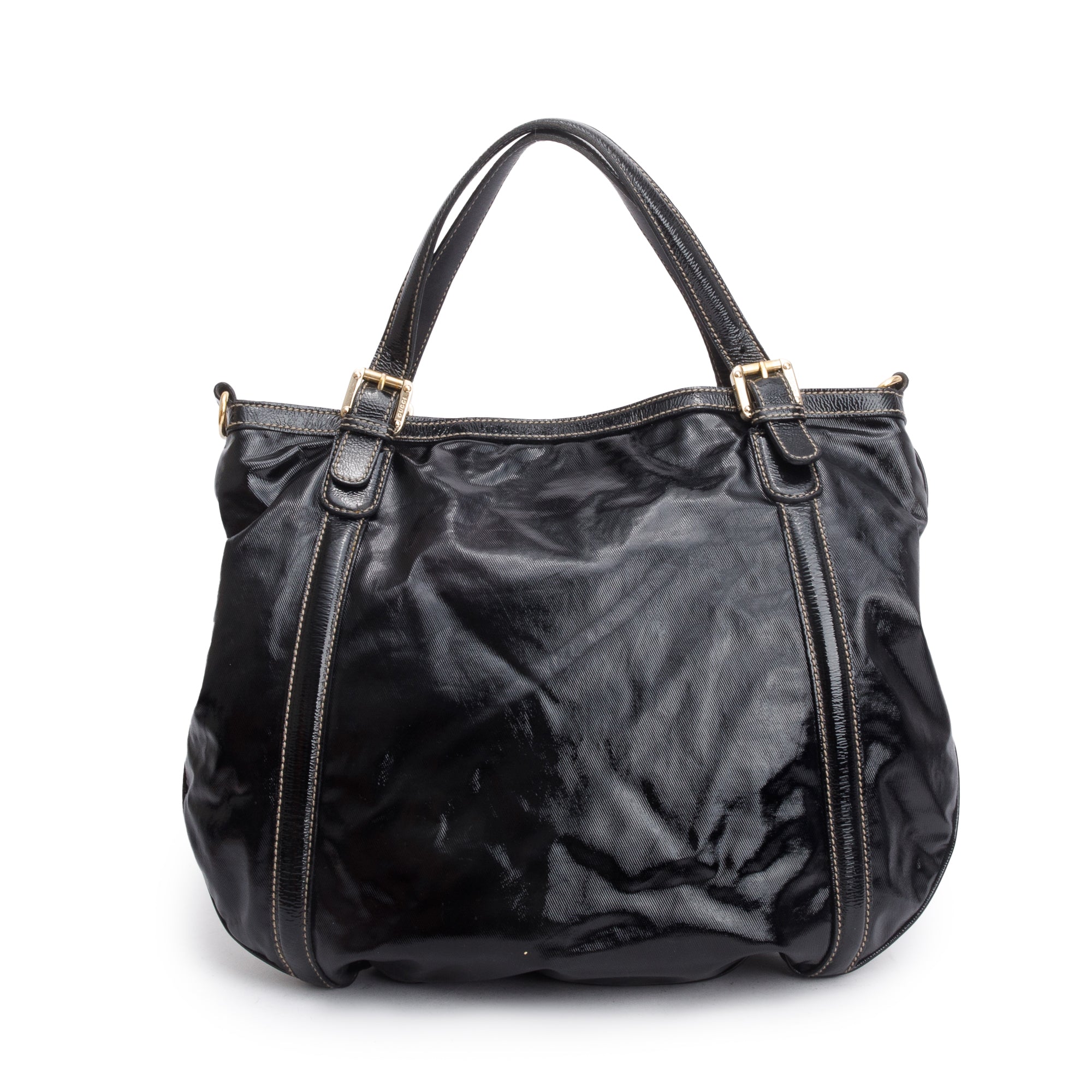 Gucci Black Dialux Coated Canvas Medium Britt Tote Bag