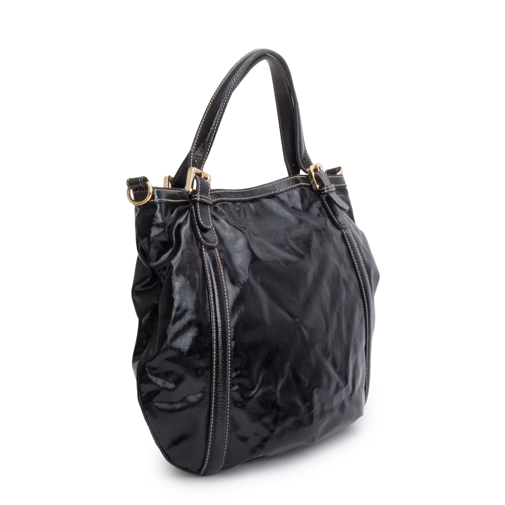 Gucci Black Dialux Coated Canvas Medium Britt Tote Bag