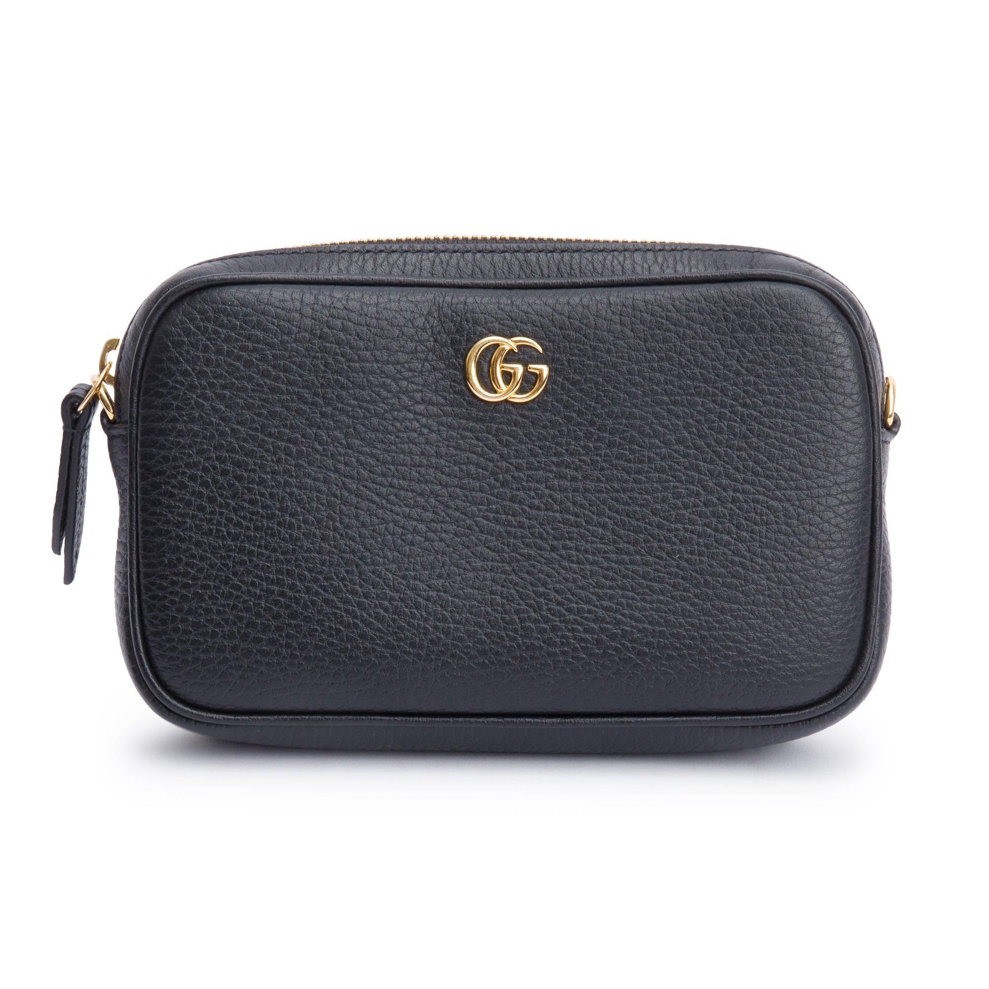 Gucci Black Dollar Calfskin Leather Super Mini GG Marmont Chain Shoulder Bag w/ Box