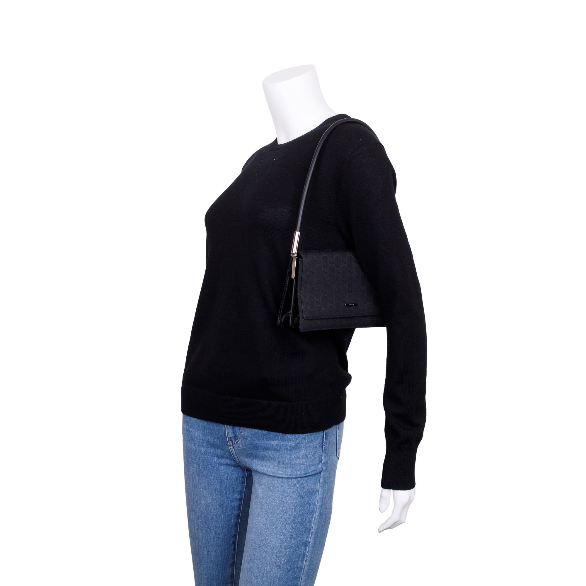 Gucci Black GG Canvas Baguette