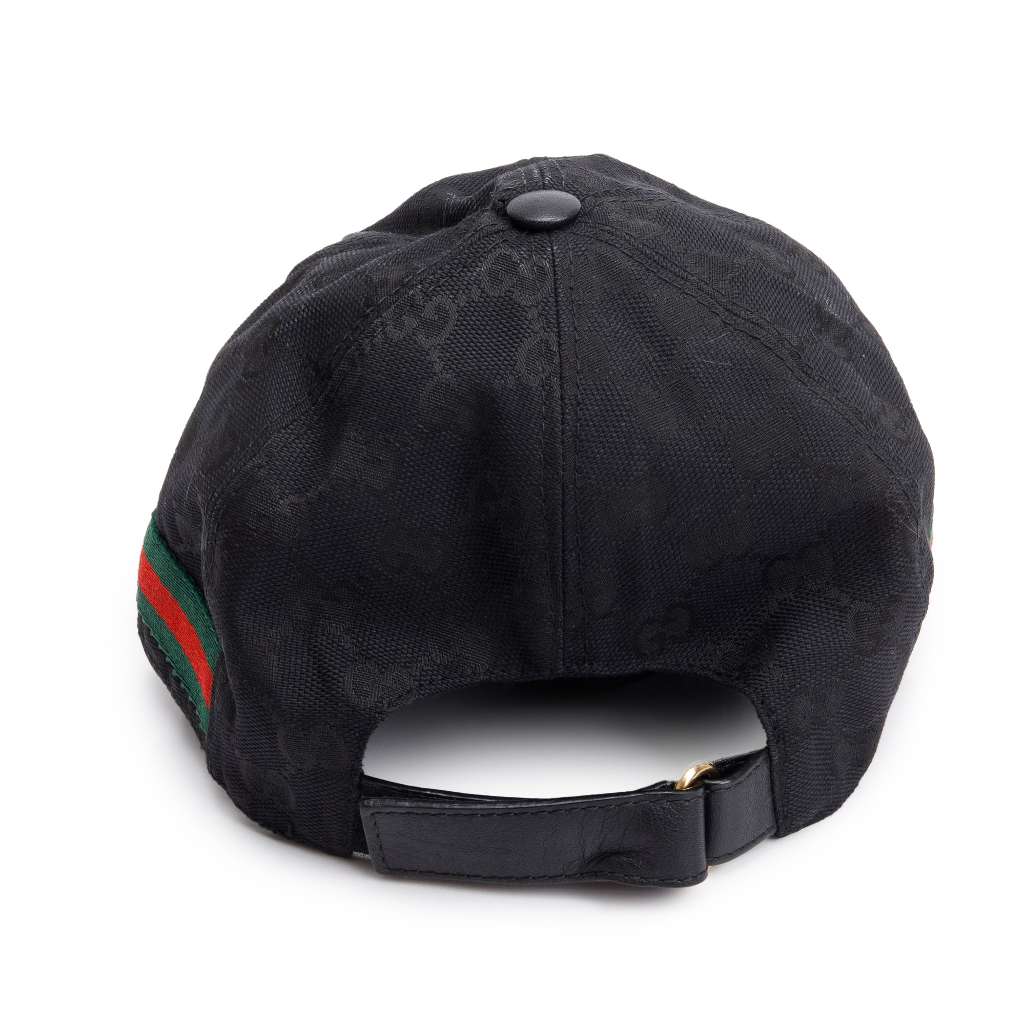 Gucci Black GG Canvas Baseball Hat with Web, Size S 57