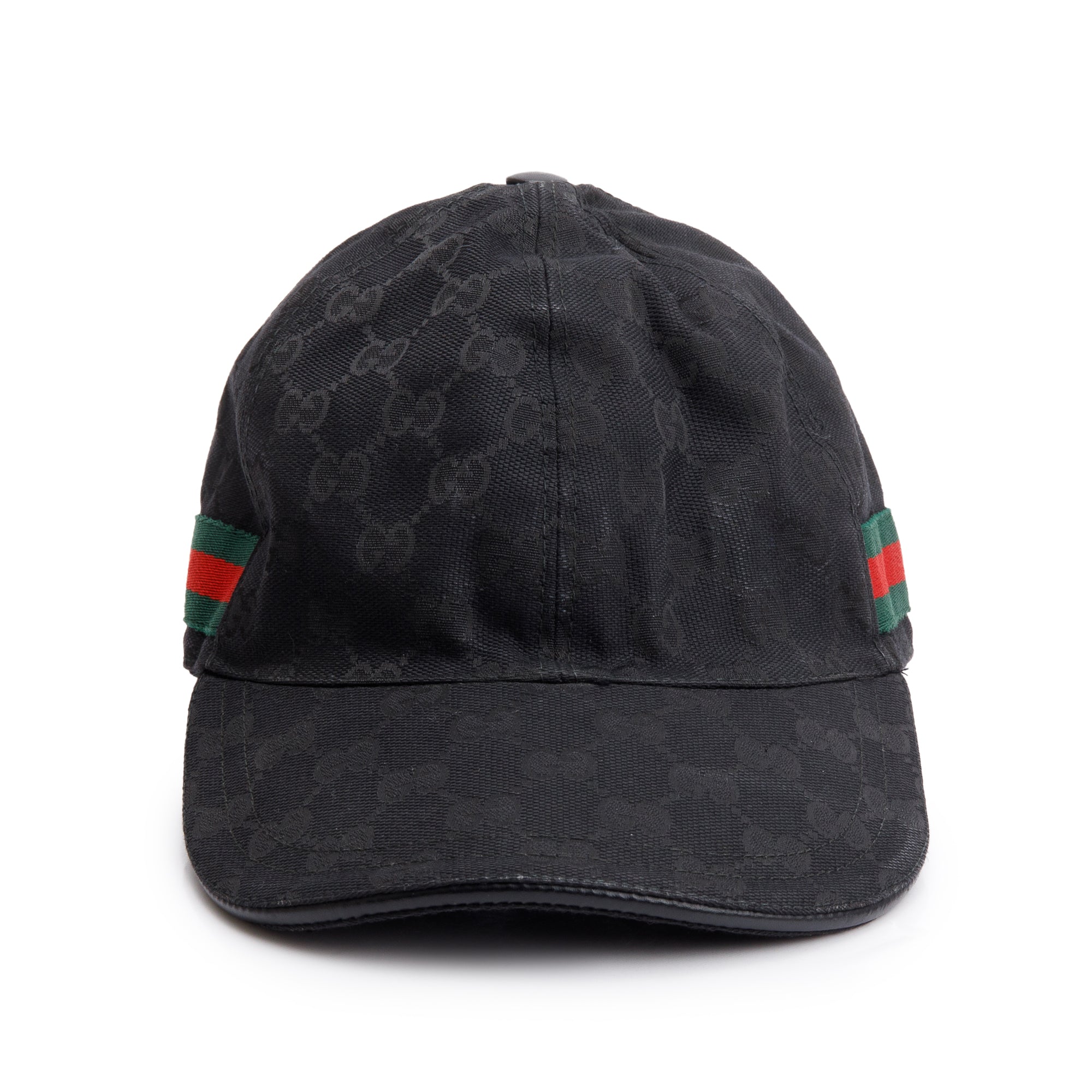 Gucci Black GG Canvas Baseball Hat with Web, Size S 57