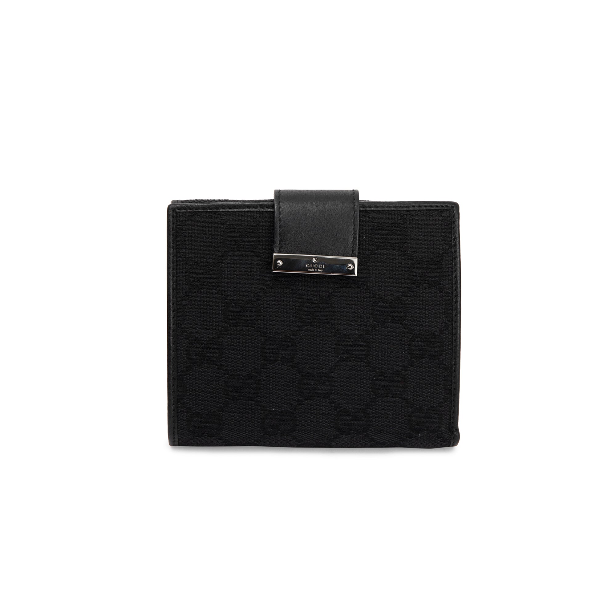 Gucci Black GG Canvas Compact Wallet