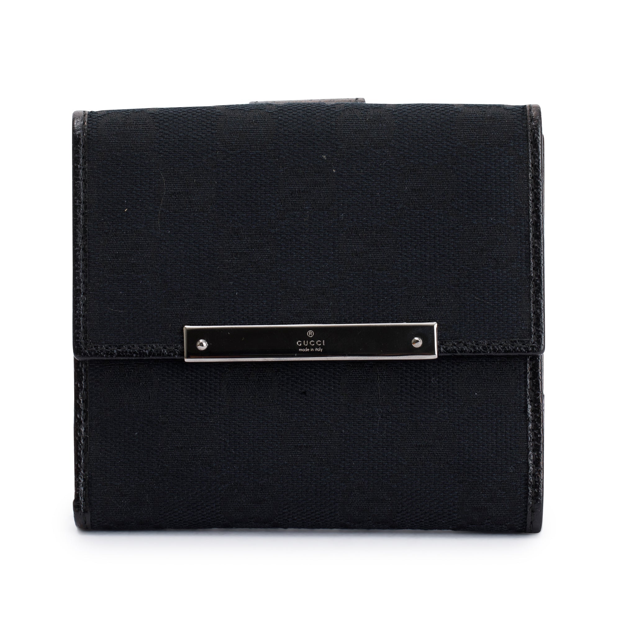 Gucci Black GG Canvas French Flap Wallet