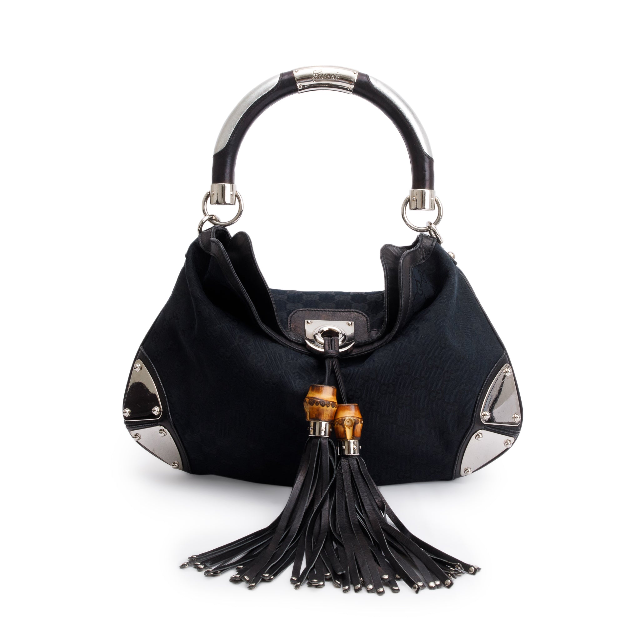 Gucci Black GG Canvas Medium Indy Babouska Hobo