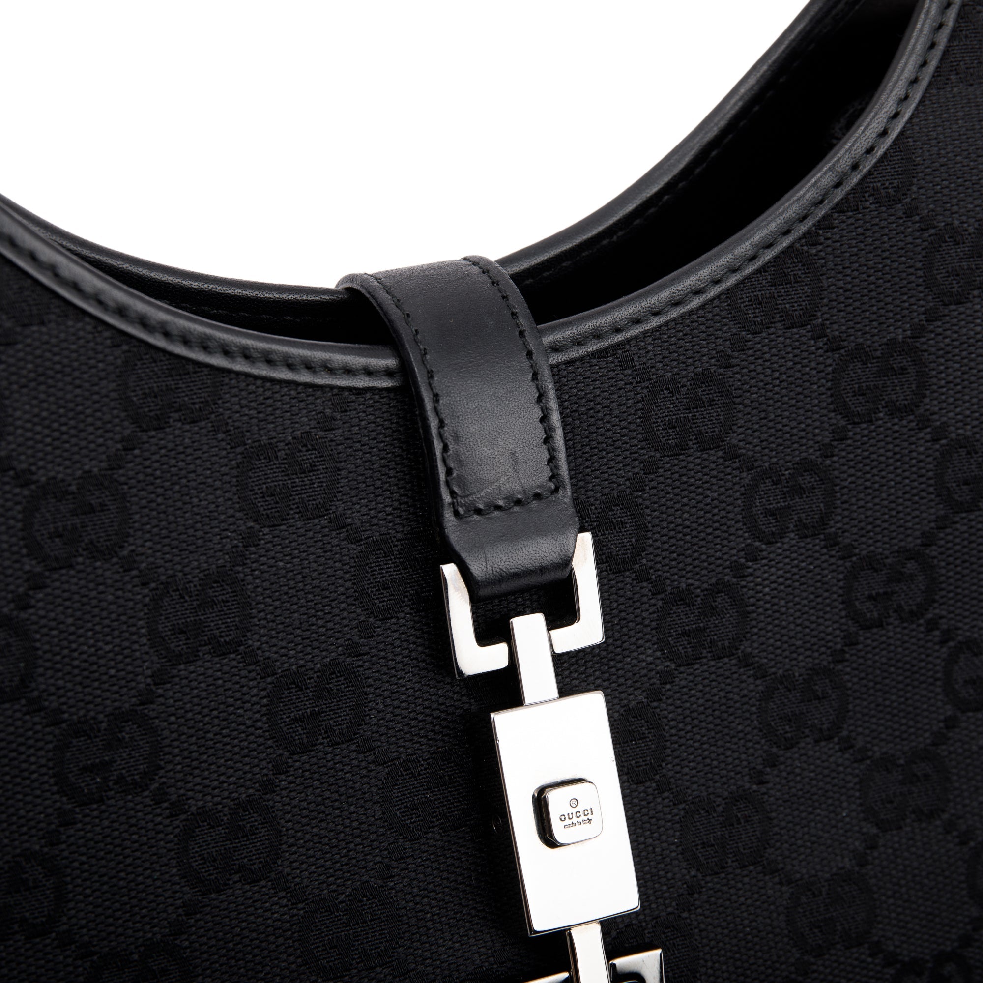 Gucci Black GG Canvas Medium Jackie Bardot Bag
