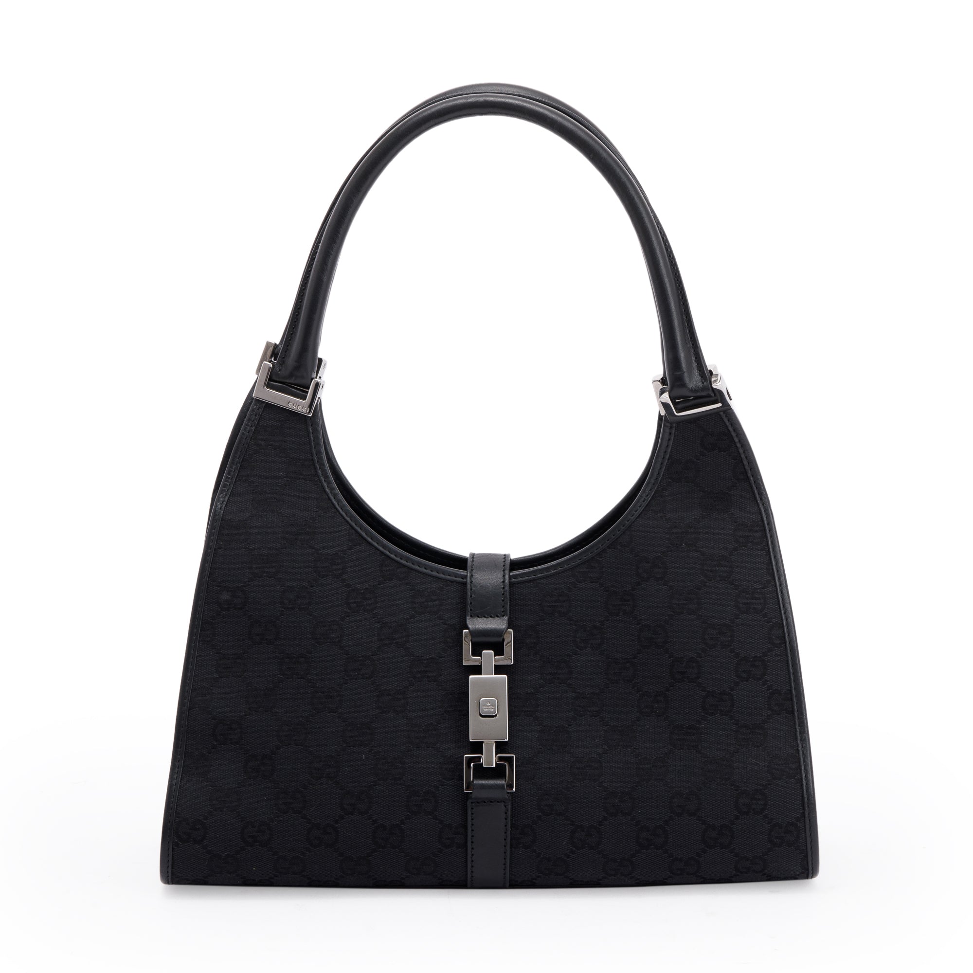 Gucci Black GG Canvas Medium Jackie Bardot Bag