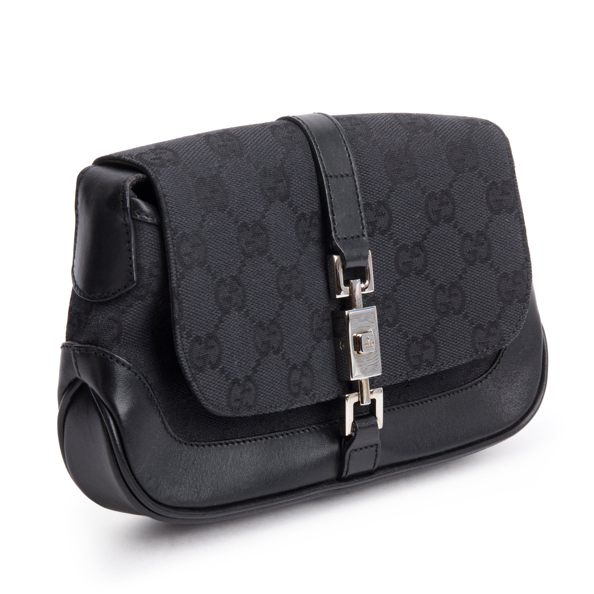 Gucci Black GG Canvas Mini Jackie O Hobo Shoulder Bag
