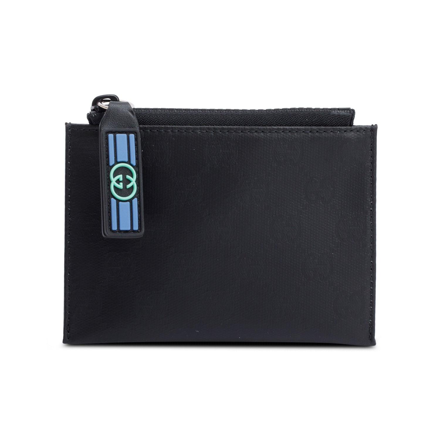 Gucci Black GG Crystal Zip Card Case Wallet w/ Box