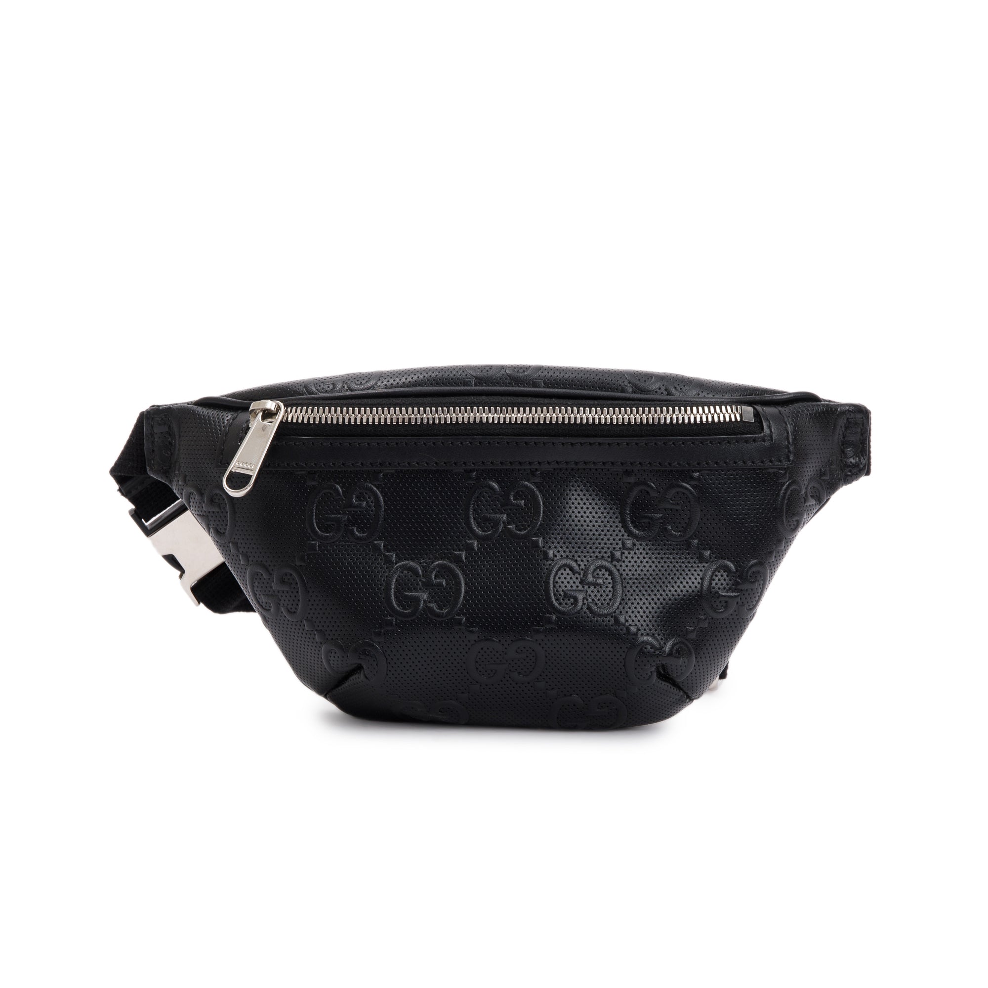 Gucci Black GG Embossed Leather Belt Bag