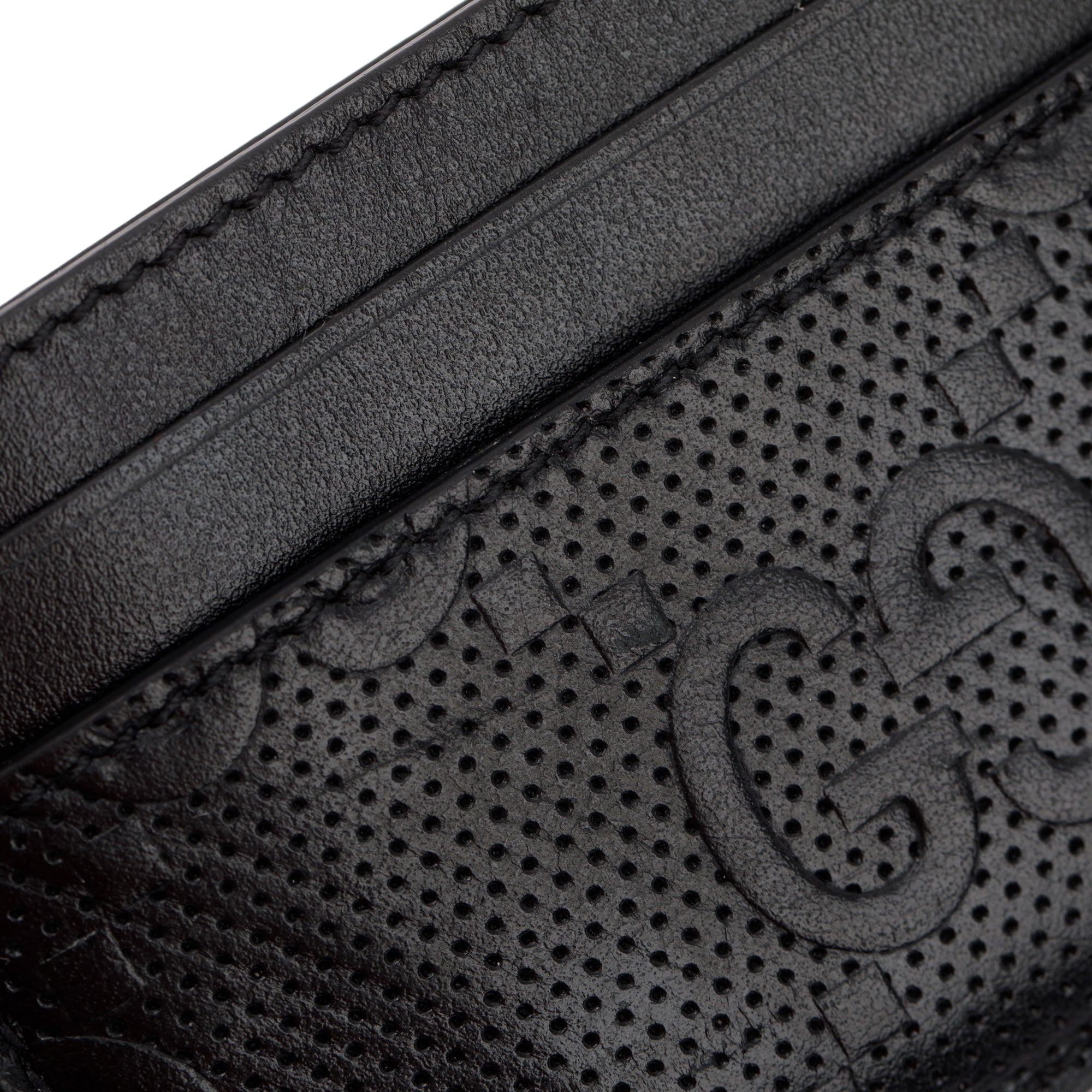 Gucci Black GG Embossed Leather Card Case