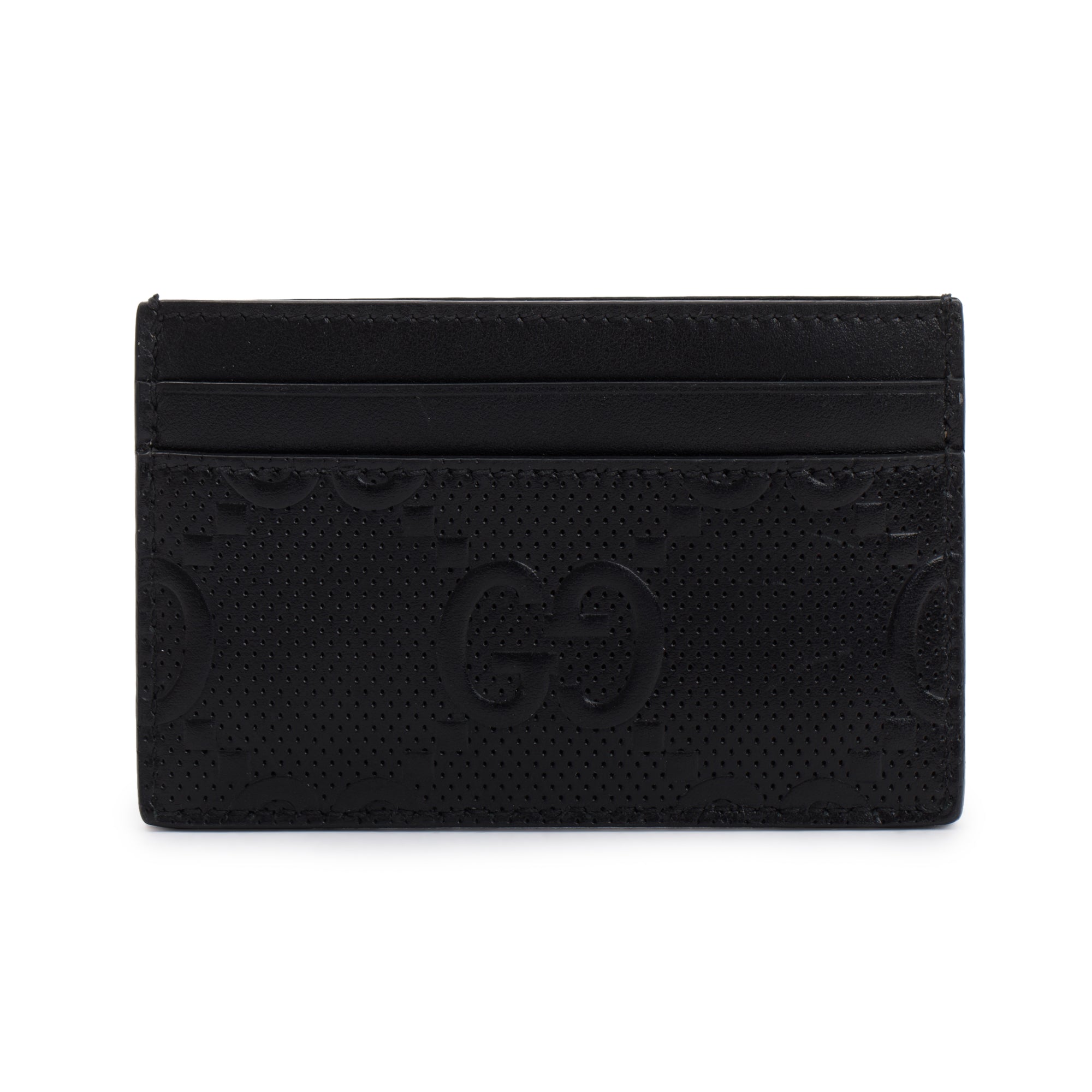 Gucci Black GG Embossed Leather Card Case