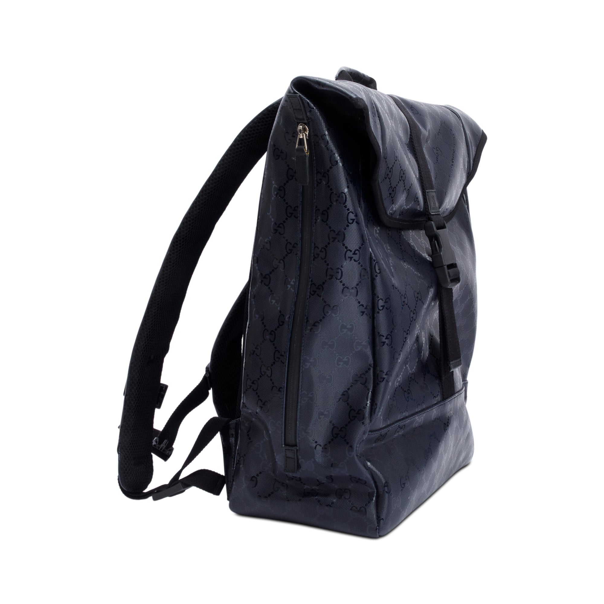 Gucci Black GG Imprime Flap Large Backpack