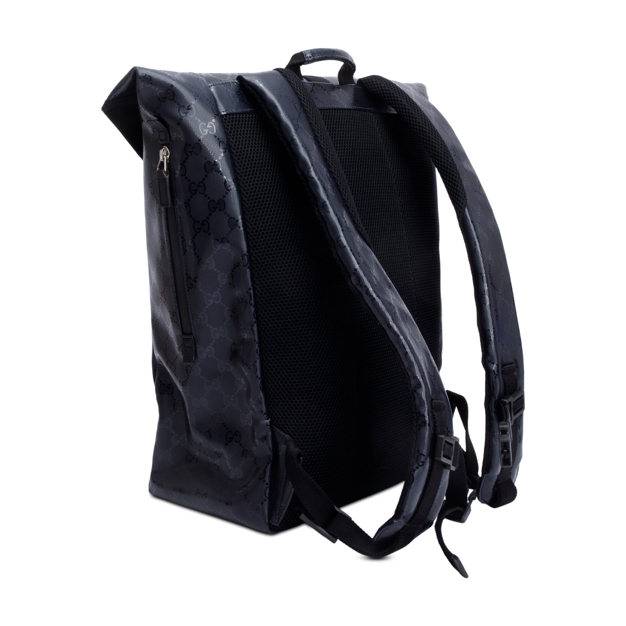 Gucci Black GG Imprime Flap Large Backpack