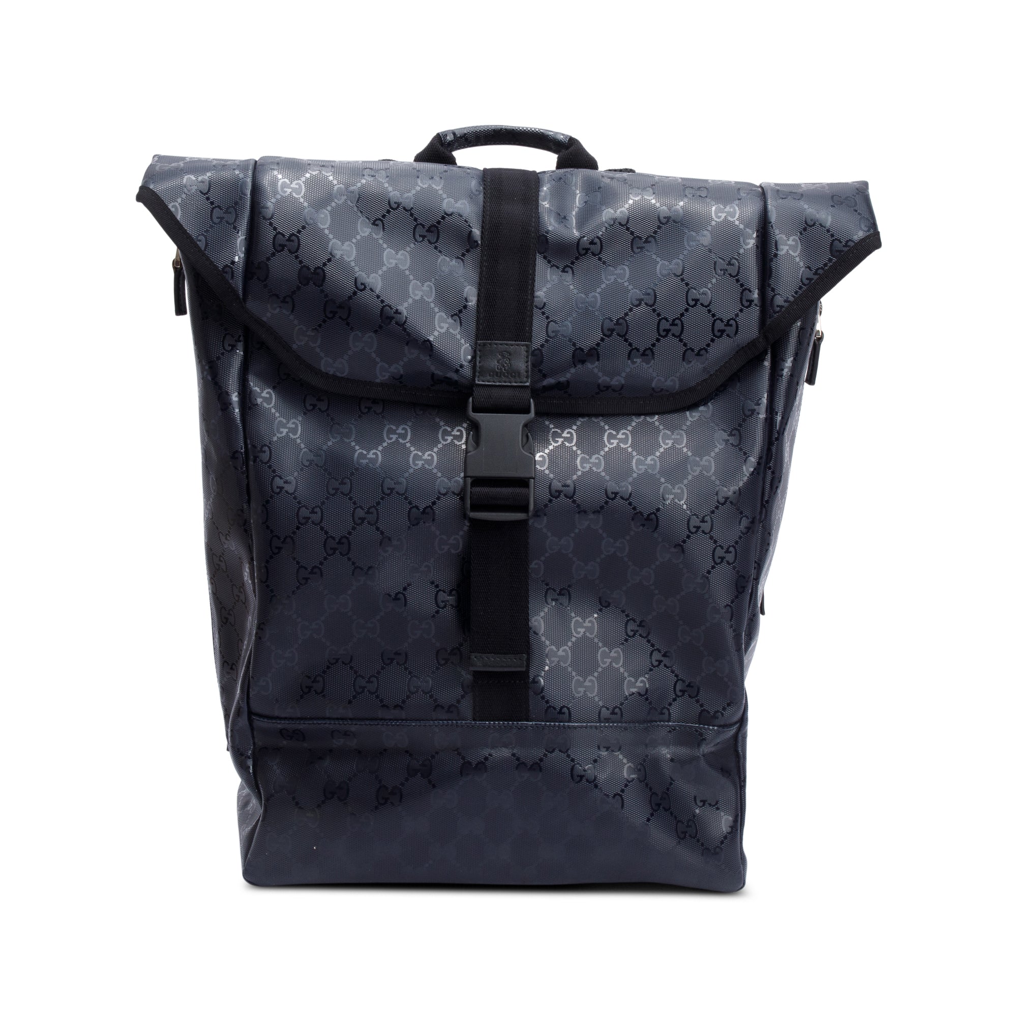 Gucci Black GG Imprime Flap Large Backpack