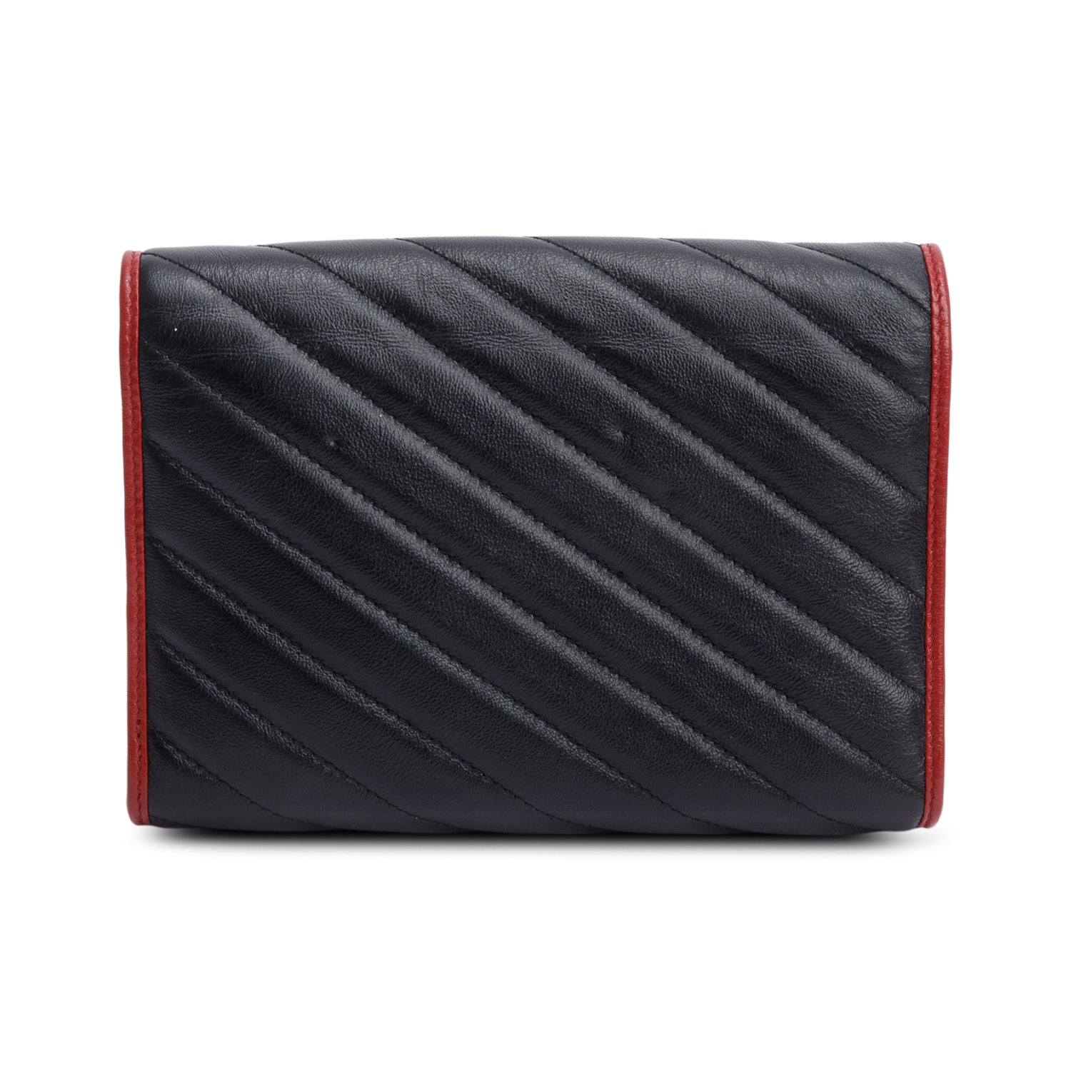 Gucci Black GG Marmont Calfskin Diagonal Torchon Wallet on Chain