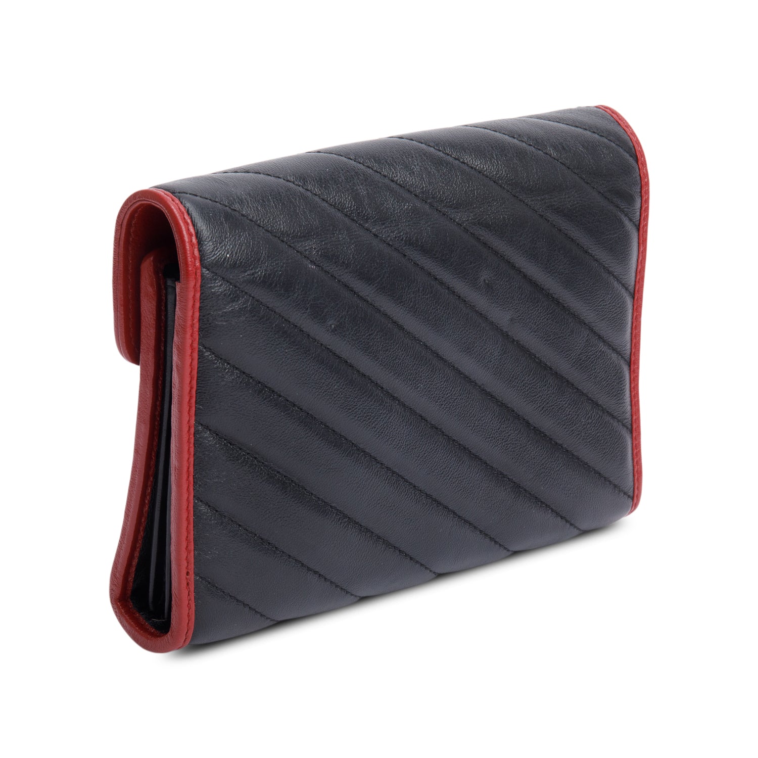 Gucci Black GG Marmont Calfskin Diagonal Torchon Wallet on Chain