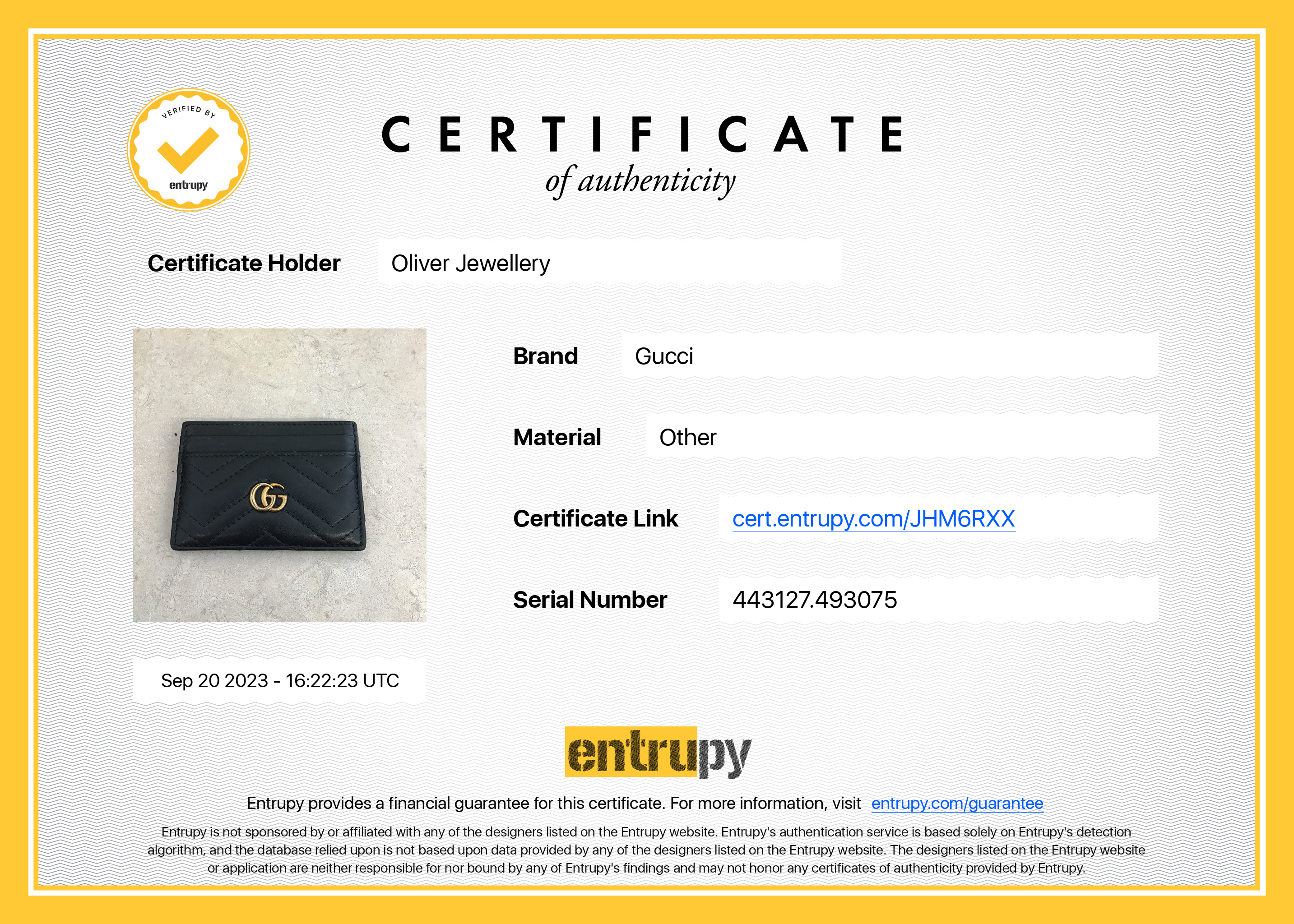 Gucci Black GG Marmont Card Case w/ Box