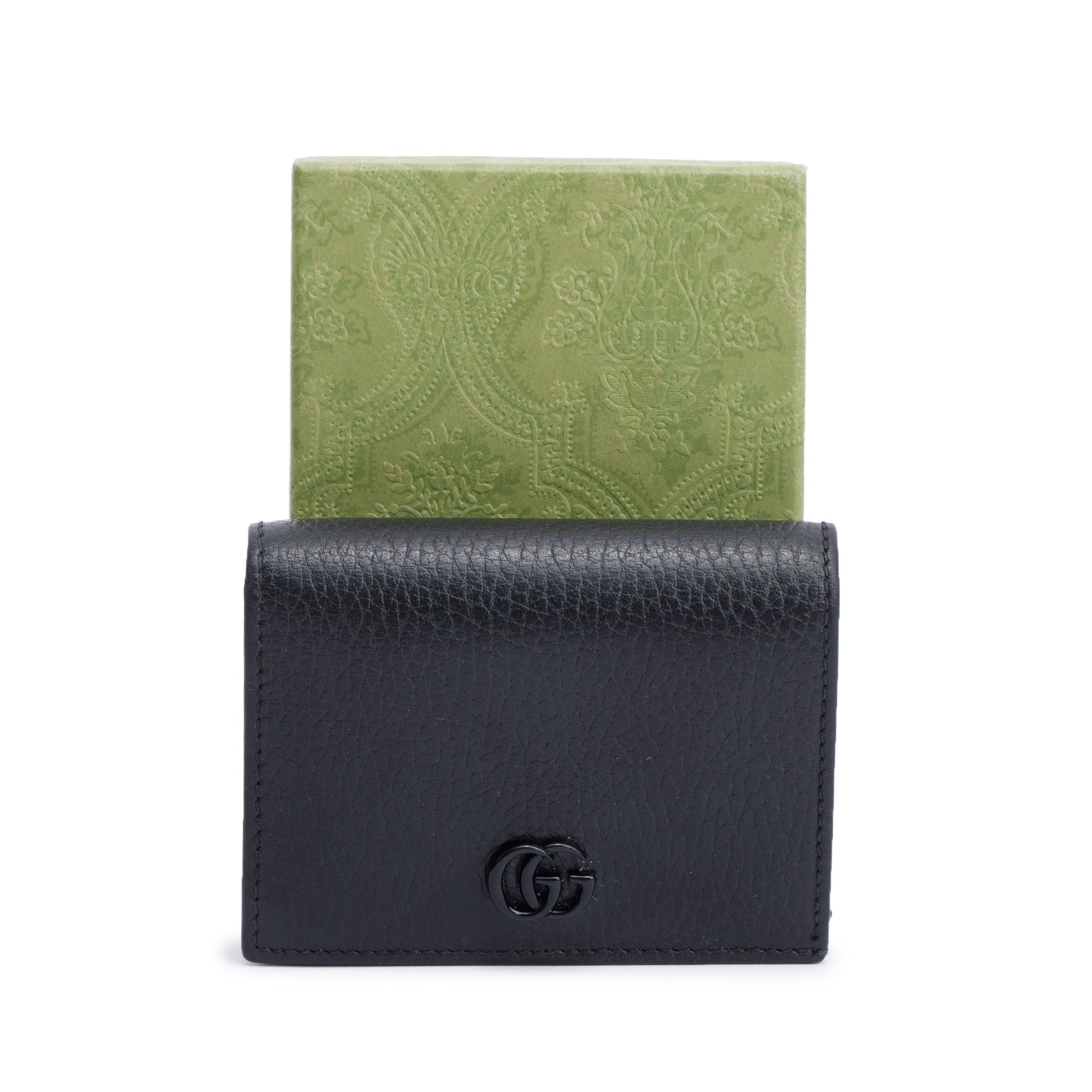 Gucci Black GG Marmont Leather Card Case Wallet w/ Box
