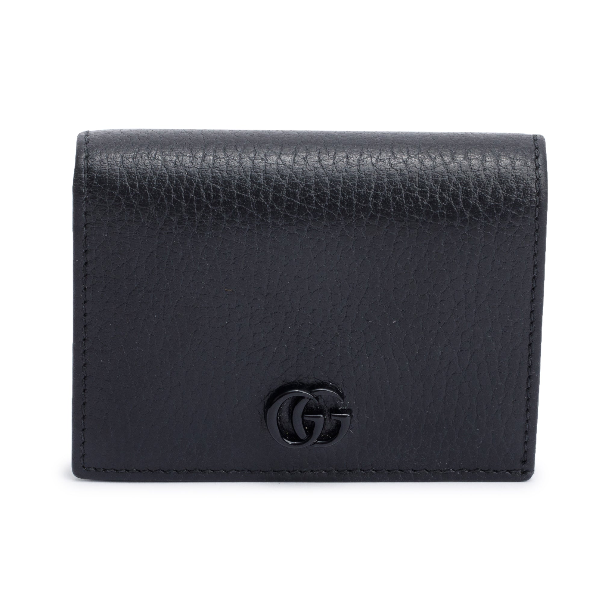 GUCCI ケース　wホック　三つ折り　財布　GG カードケース　黒 Gucci Black GG Marmont Leather Card Case Wallet w/ Box – OLIVER'S