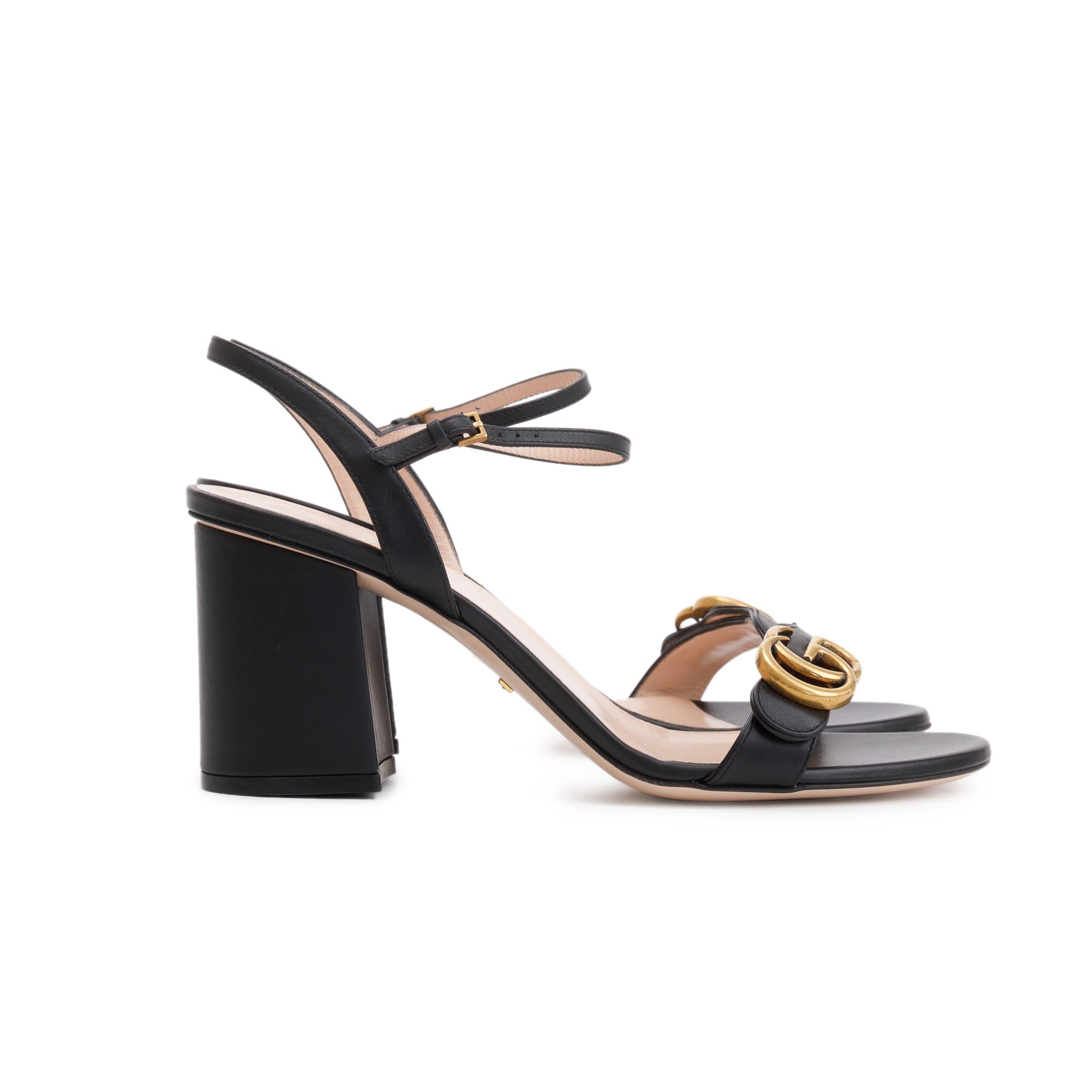 Gucci Black GG Marmont Leather Lifford Sandals , Size 40.5 w/ Box