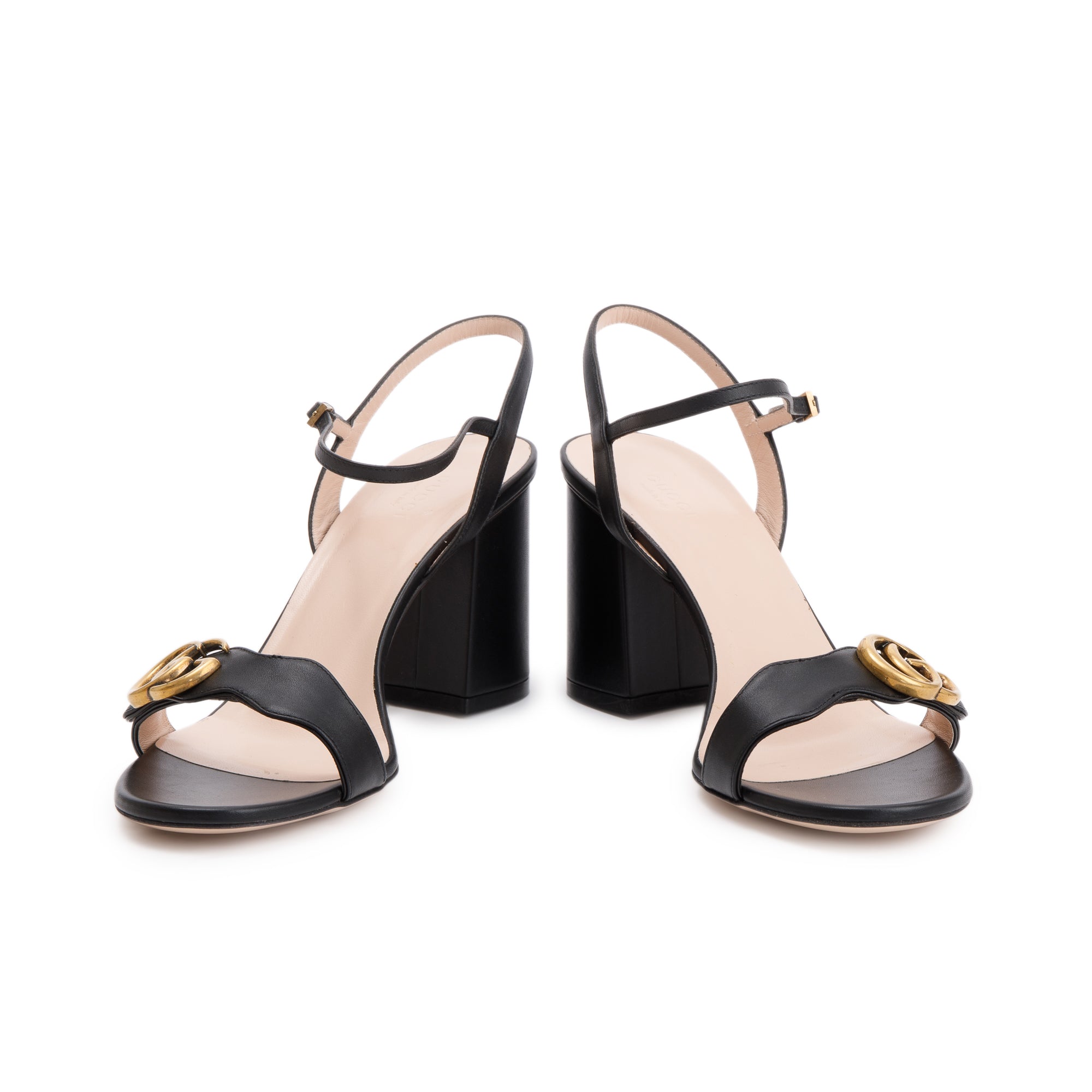 Gucci Black GG Marmont Leather Lifford Sandals , Size 40.5 w/ Box