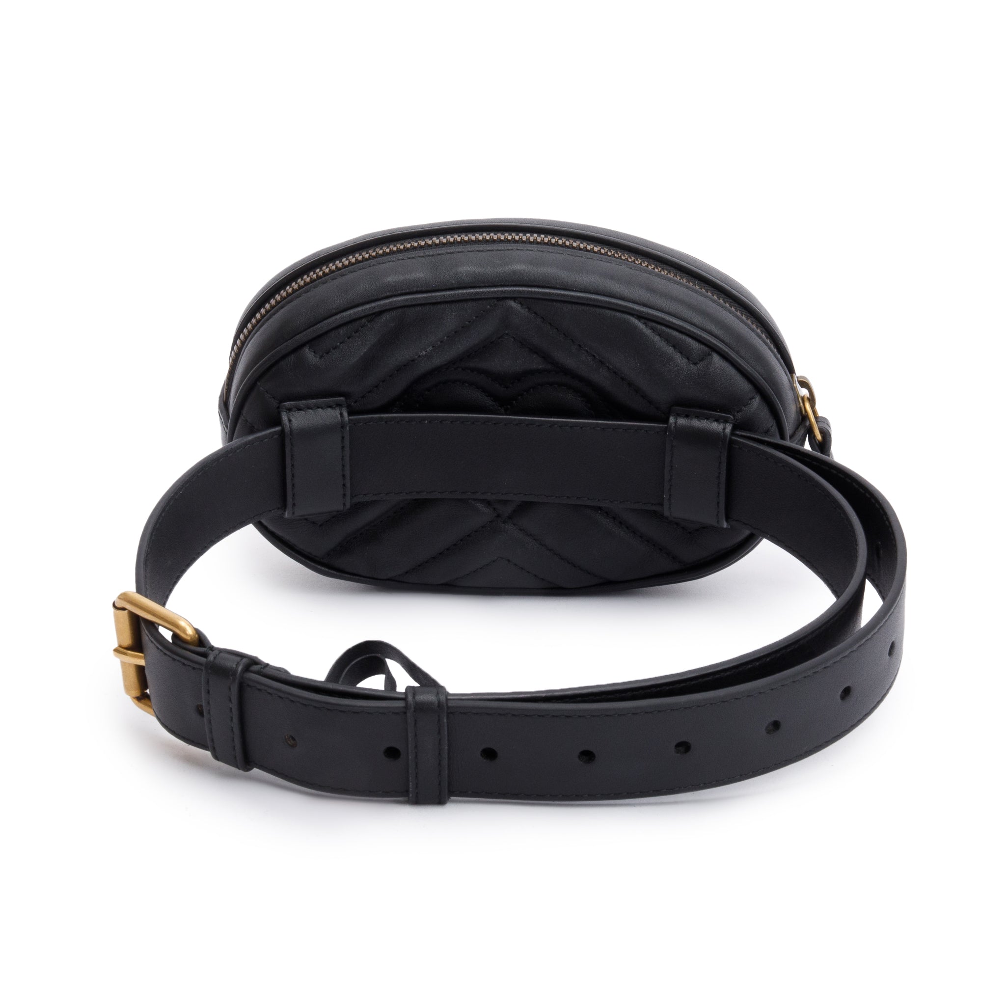Gucci Black GG Marmont Matelasse Leather Belt Bag, Size 75 30 w/ Box