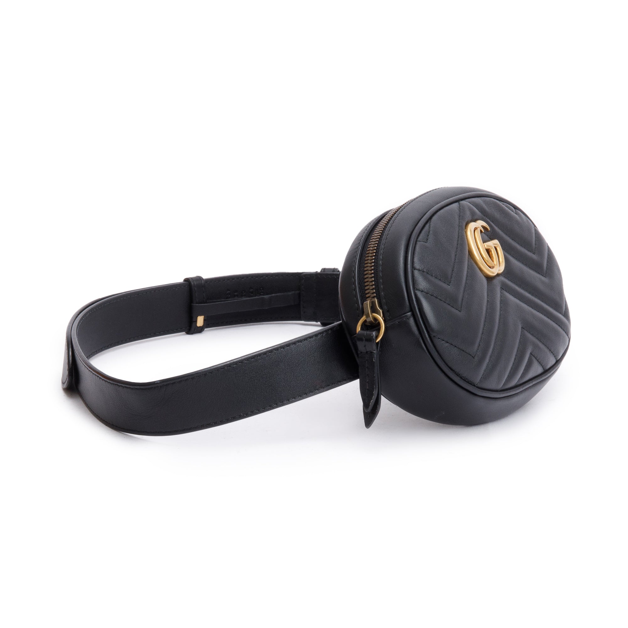 Gucci Black GG Marmont Matelasse Leather Belt Bag, Size 85 34 w/ Box