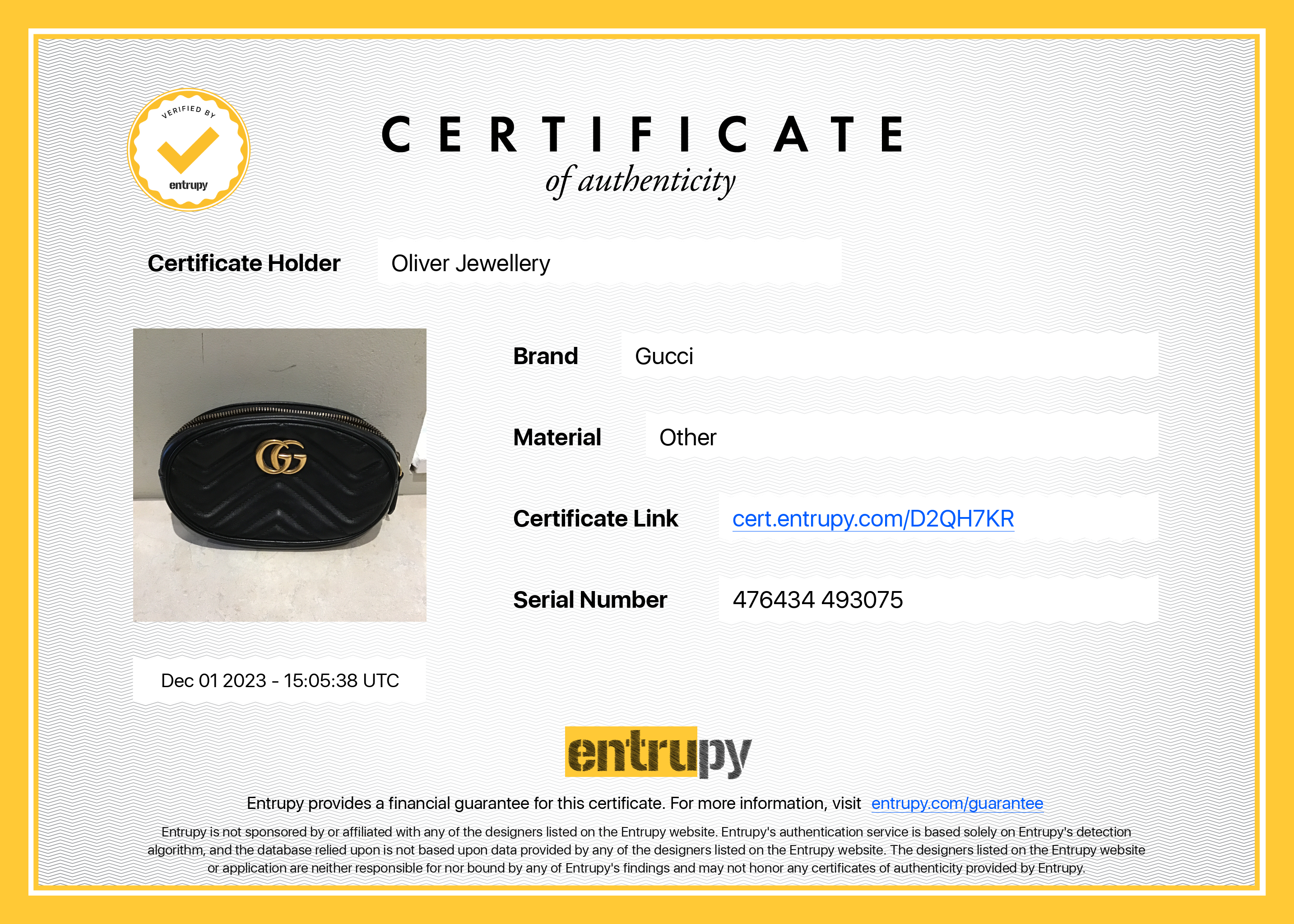 Gucci Black GG Marmont Matelasse Leather Belt Bag, Size 95 38