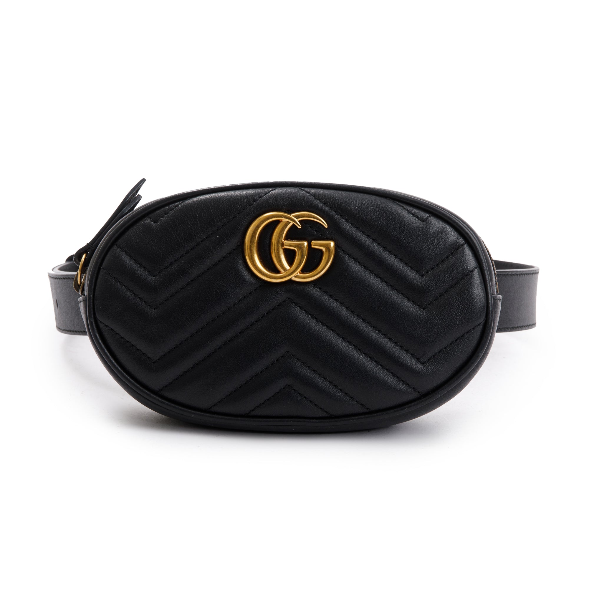 Gucci Black GG Marmont Matelasse Leather Belt Bag w/ Box
