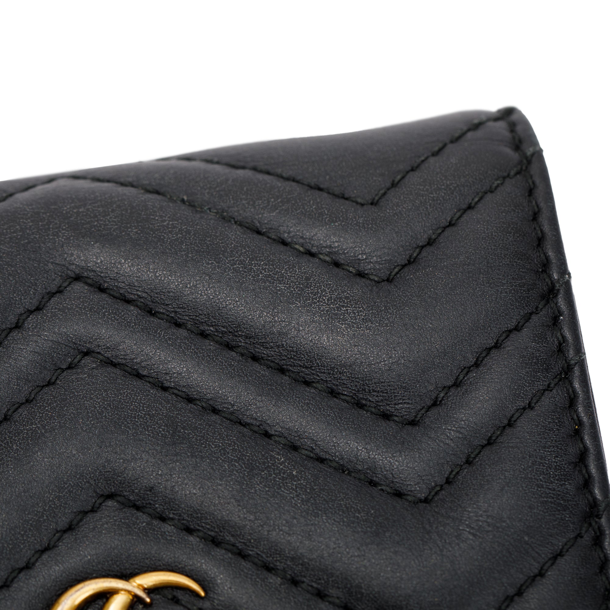 Gucci Black GG Marmont Matelasse Leather Card Case Wallet w/ Box