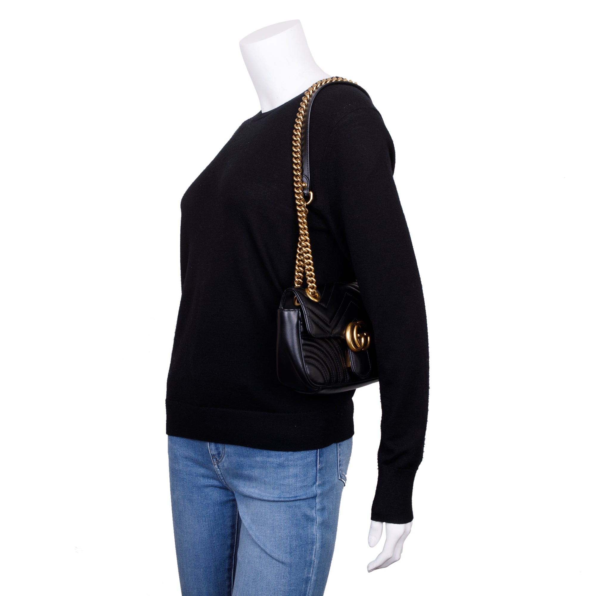 Gucci Black GG Marmont Matelasse Leather Mini Shoulder Bag