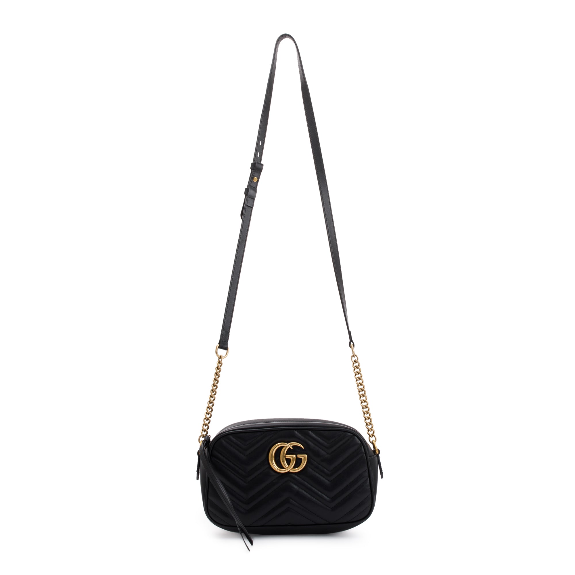 Gucci Black GG Marmont Matelasse Leather Small Shoulder Bag