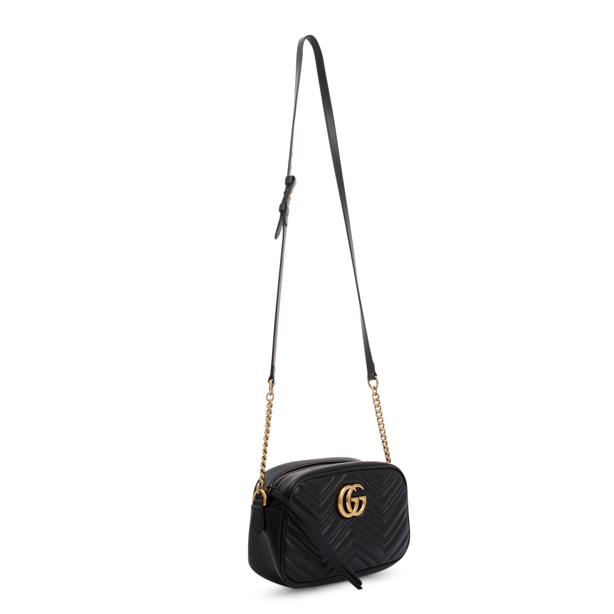 Gucci Black GG Marmont Matelasse Leather Small Shoulder Bag
