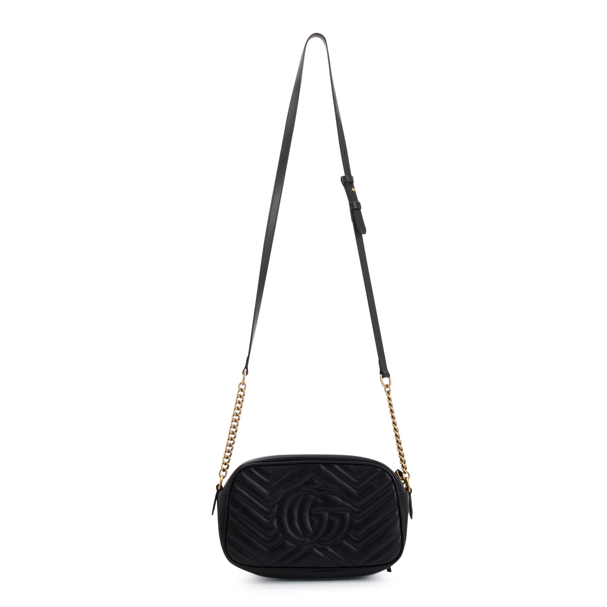 Gucci Black GG Marmont Matelasse Leather Small Shoulder Bag
