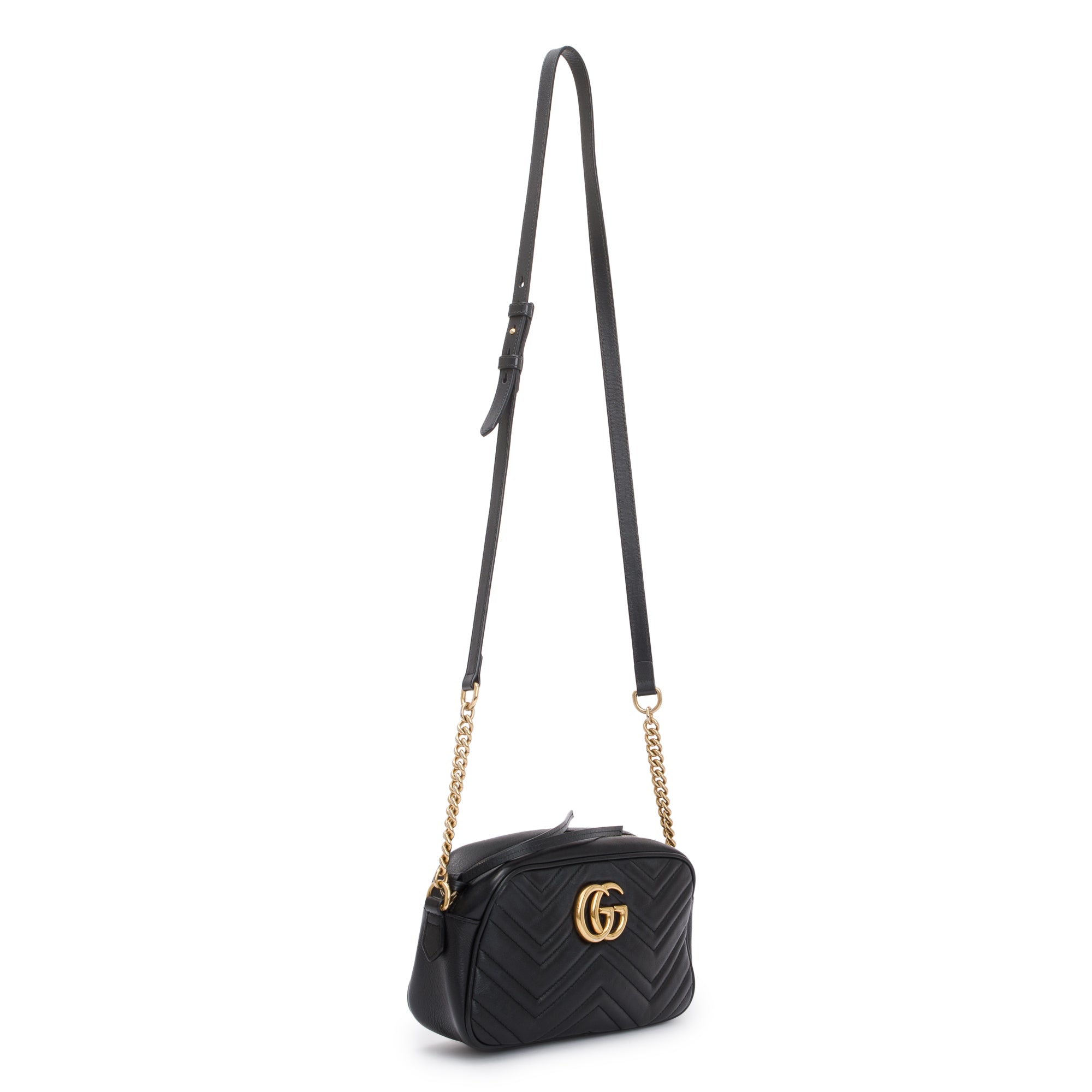 Gucci Black GG Marmont Matelasse Leather Small Shoulder Bag w/ Box