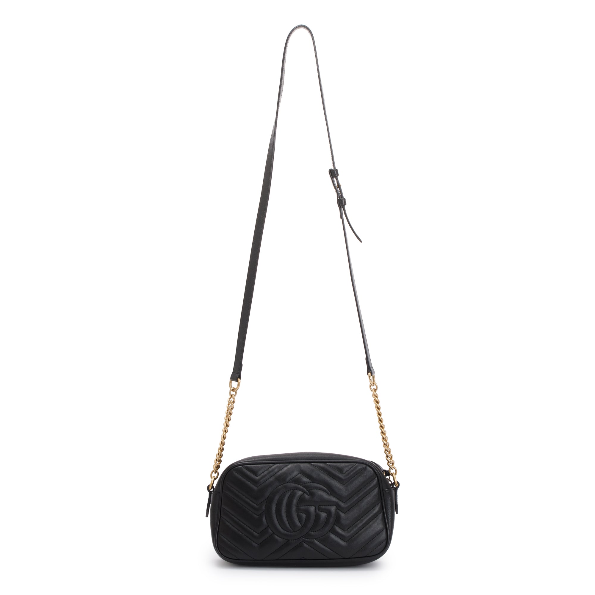 Gucci Black GG Marmont Matelasse Leather Small Shoulder Bag w/ Box