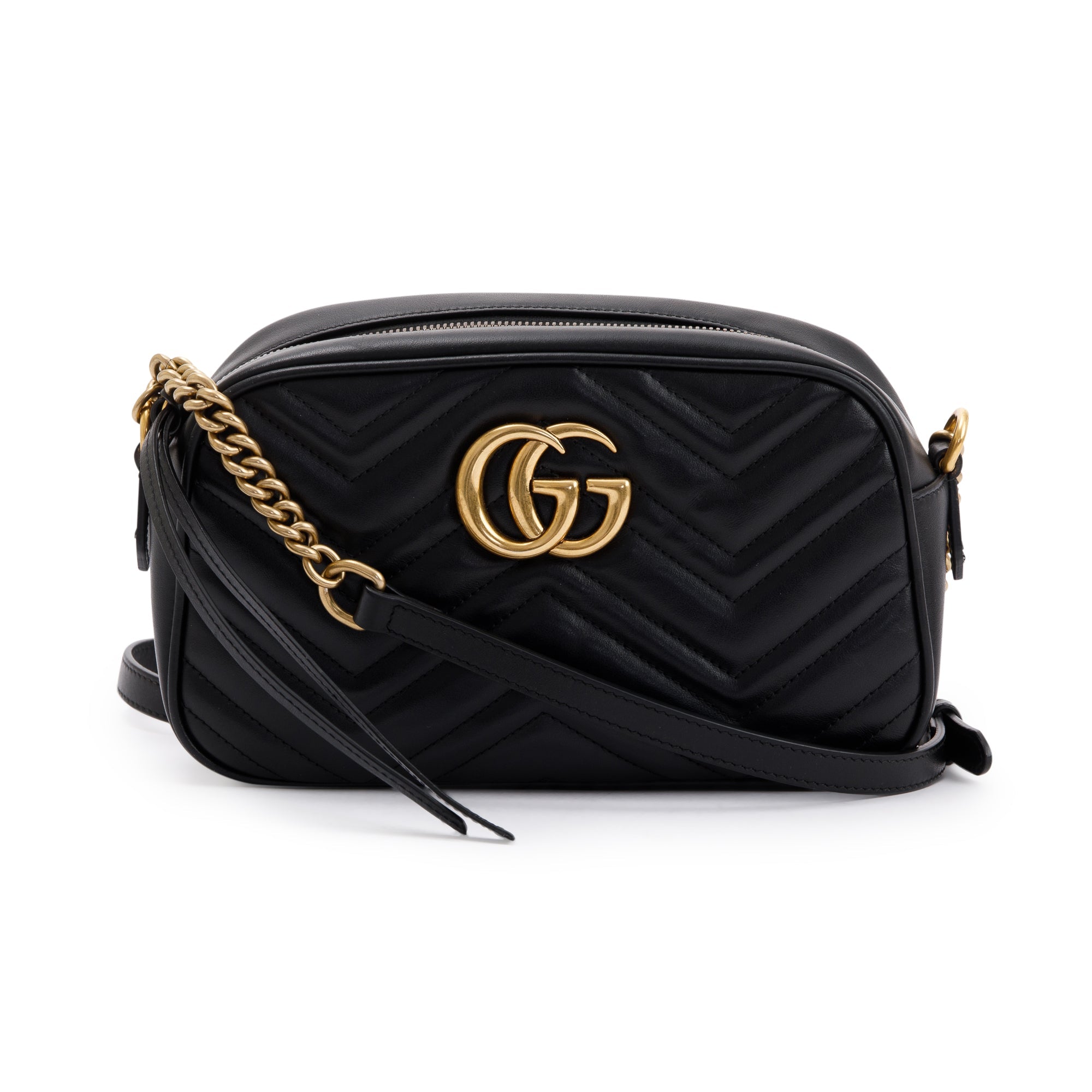 Gucci Black GG Marmont Matelasse Leather Small Shoulder Bag