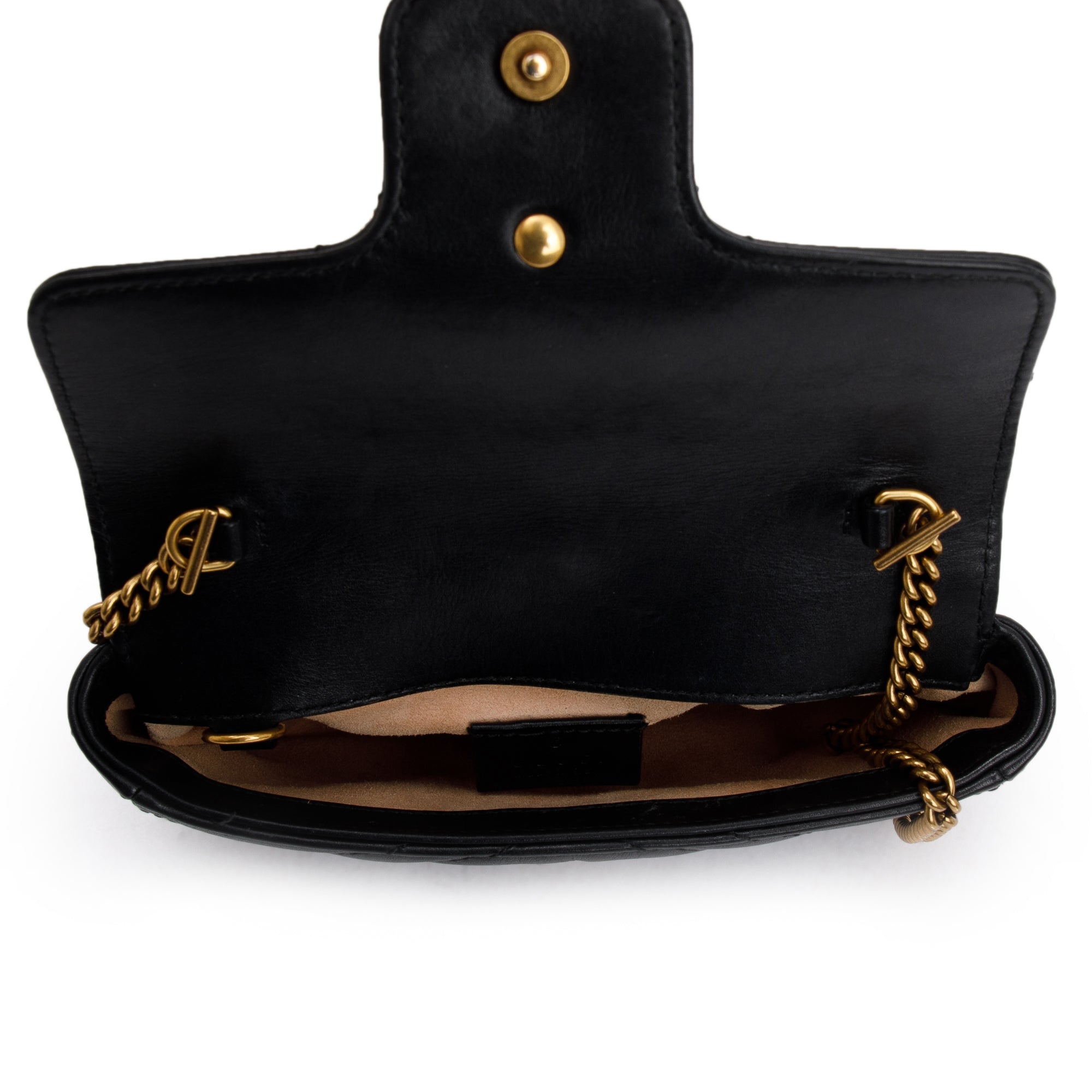 Gucci Black GG Marmont Matelasse Leather Super Mini Bag