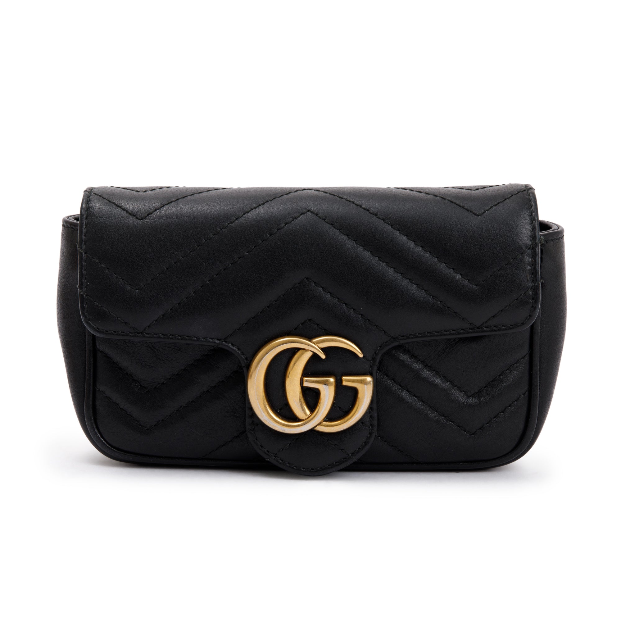 Gucci Black GG Marmont Matelasse Leather Super Mini Bag