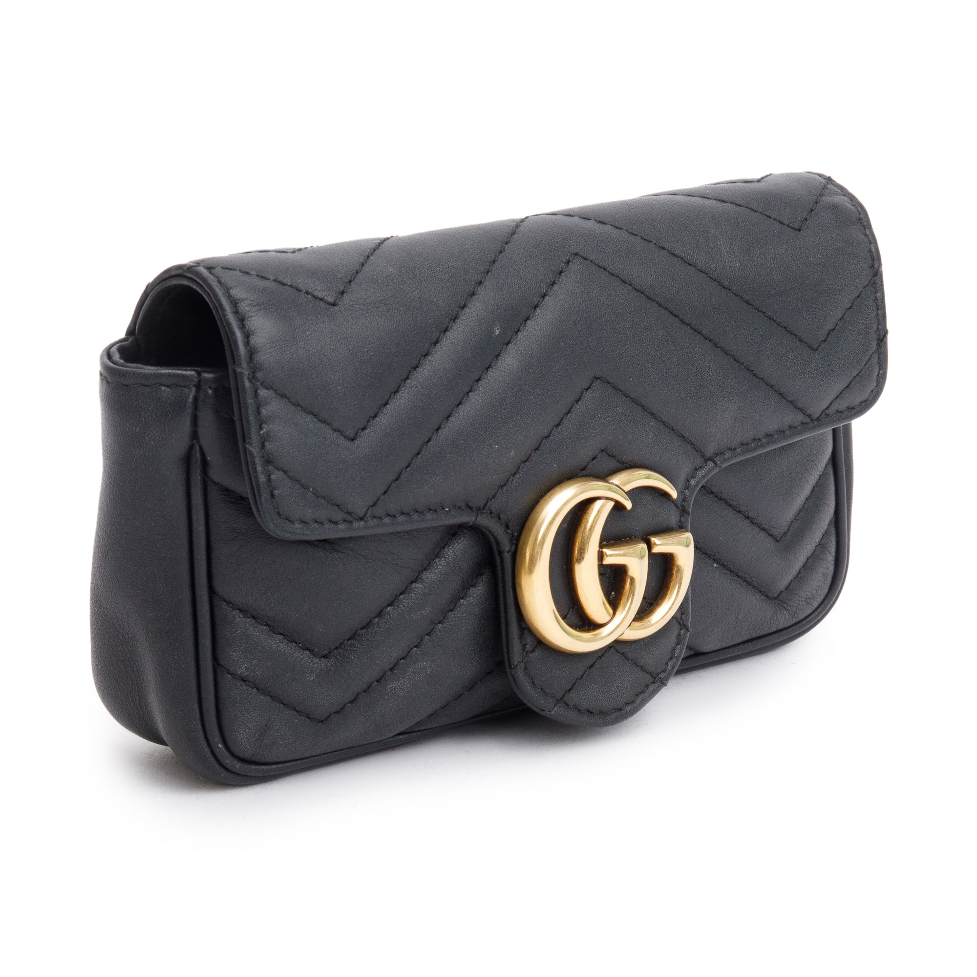 Gucci Black GG Marmont Matelasse Leather Super Mini Bag