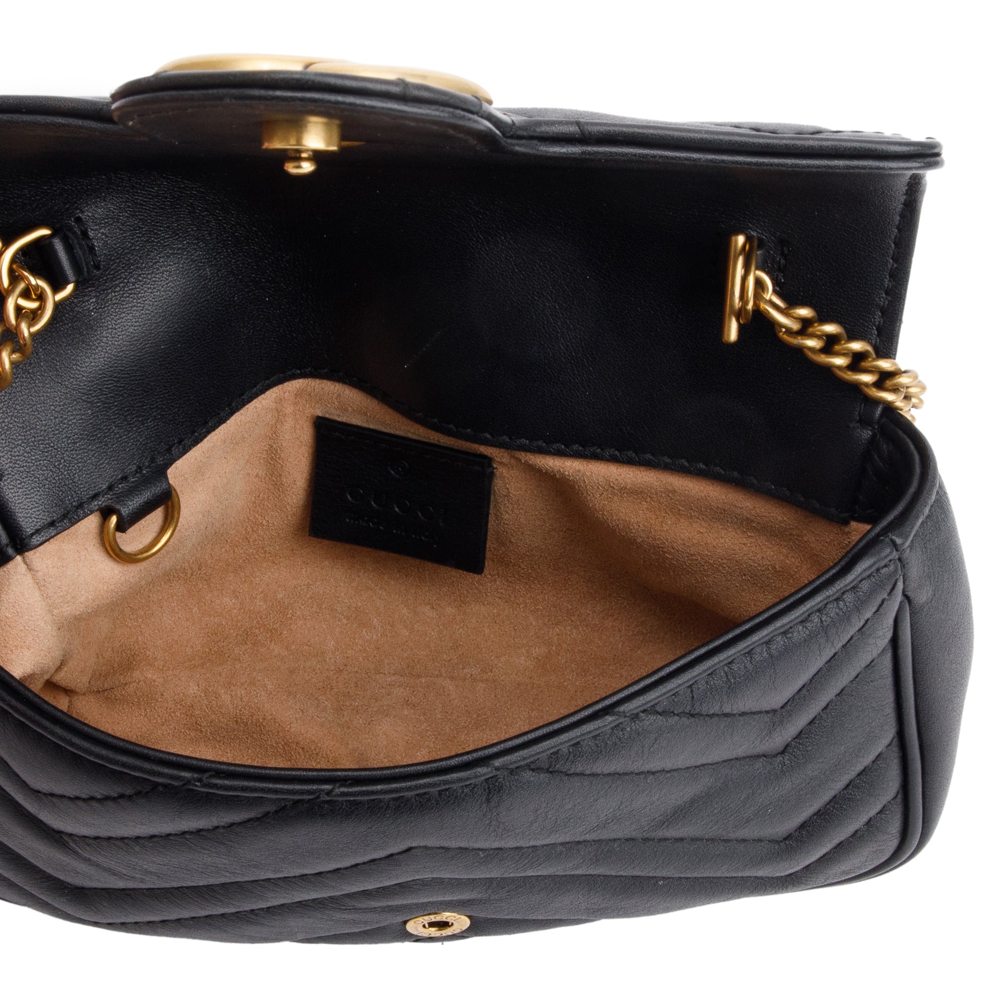 Gucci Black GG Marmont Matelasse Leather Super Mini Bag