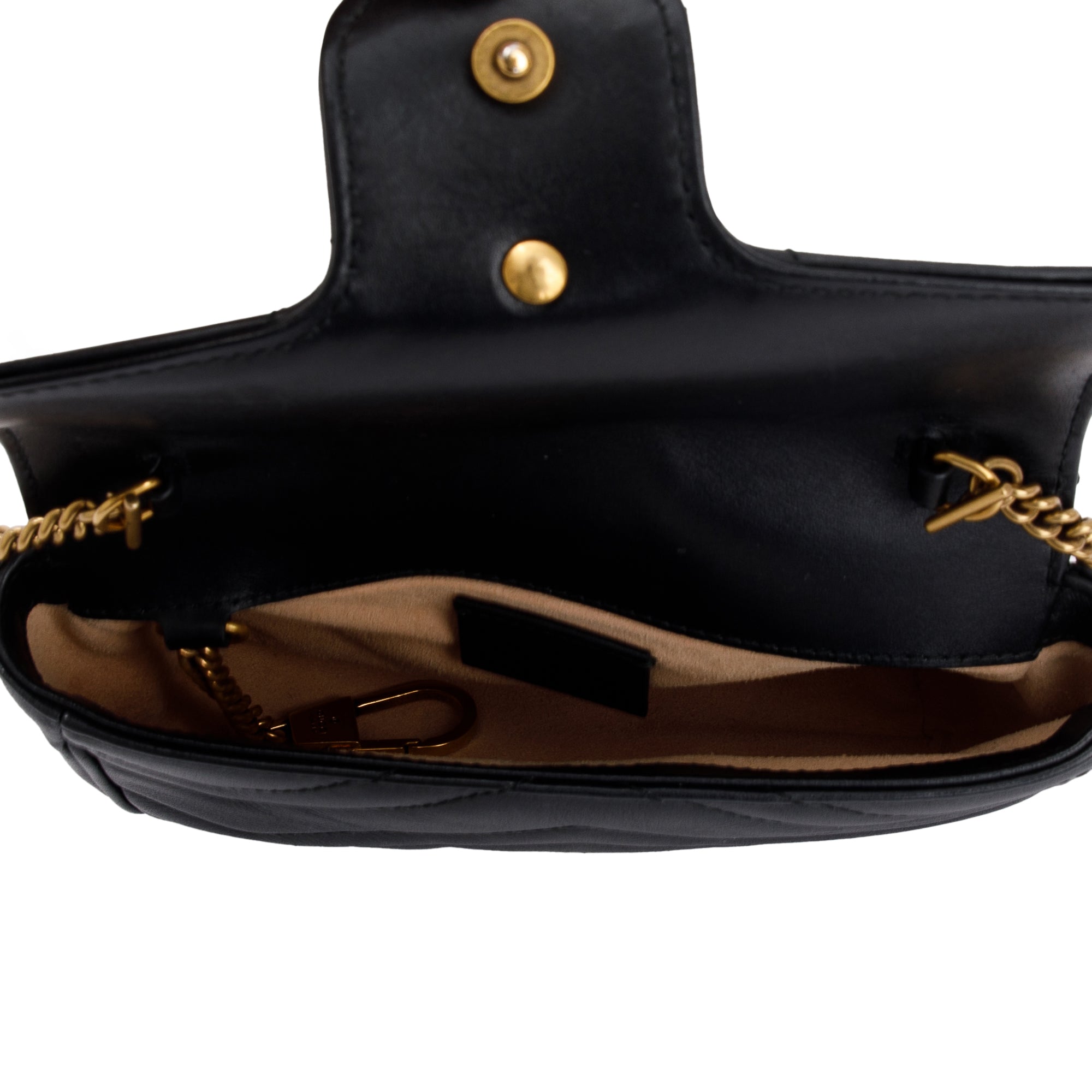 Gucci Black GG Marmont Matelasse Leather Super Mini Bag w/ Box