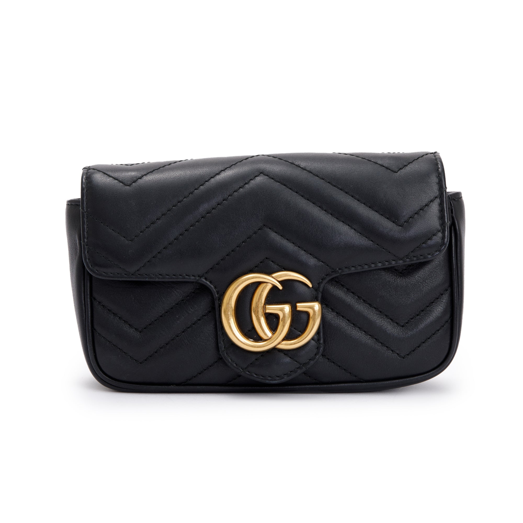 Gucci Black GG Marmont Matelasse Leather Super Mini Bag w/ Box